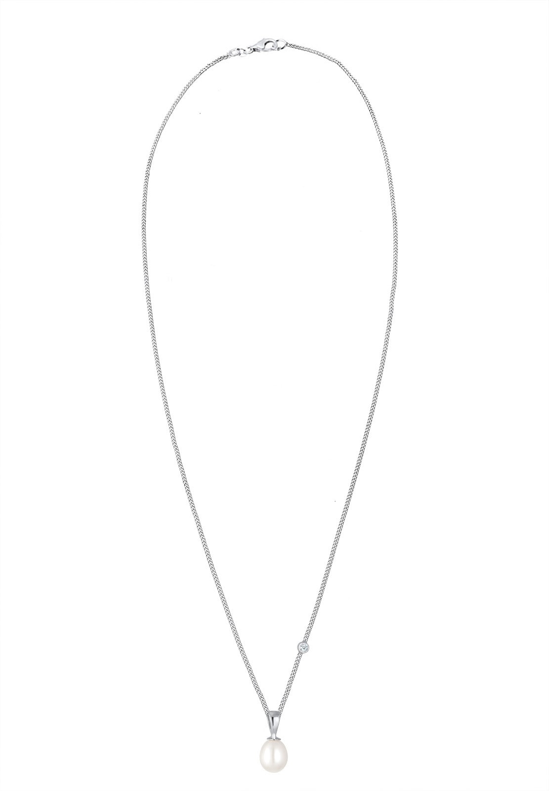 Elli DIAMONDS Collierkettchen »Süßwasserzuchtperl Diamant Weiß (0,03 ct) 925 Sterling Silber«