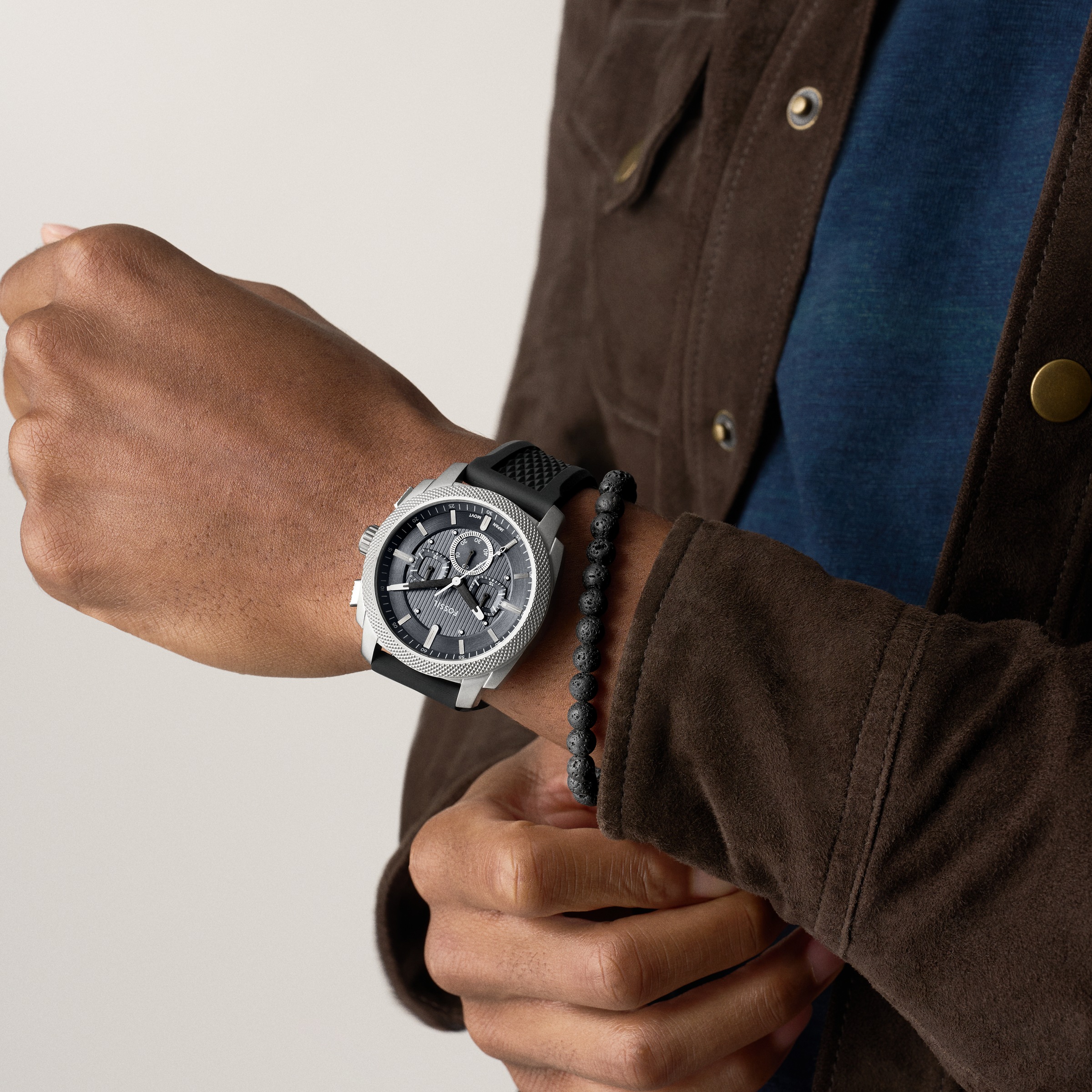 Fossil Chronograph »Machine« Quarzuhr, Armbanduhr, Herrenuhr, Silikonarmband