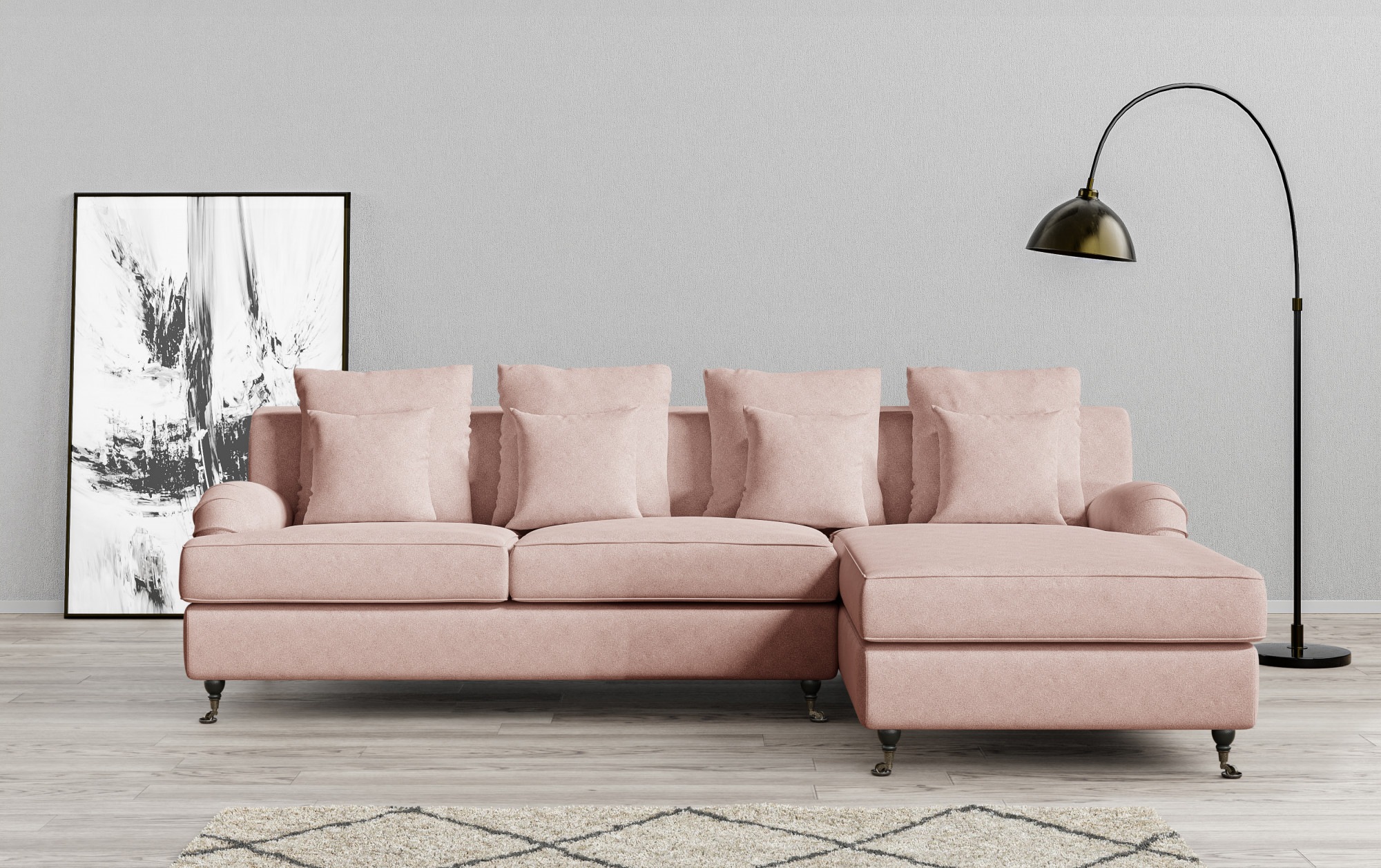 Home affaire Ecksofa "NORIN L-Form" zwei Fußarten: vorne - Rollen, hinten - günstig online kaufen