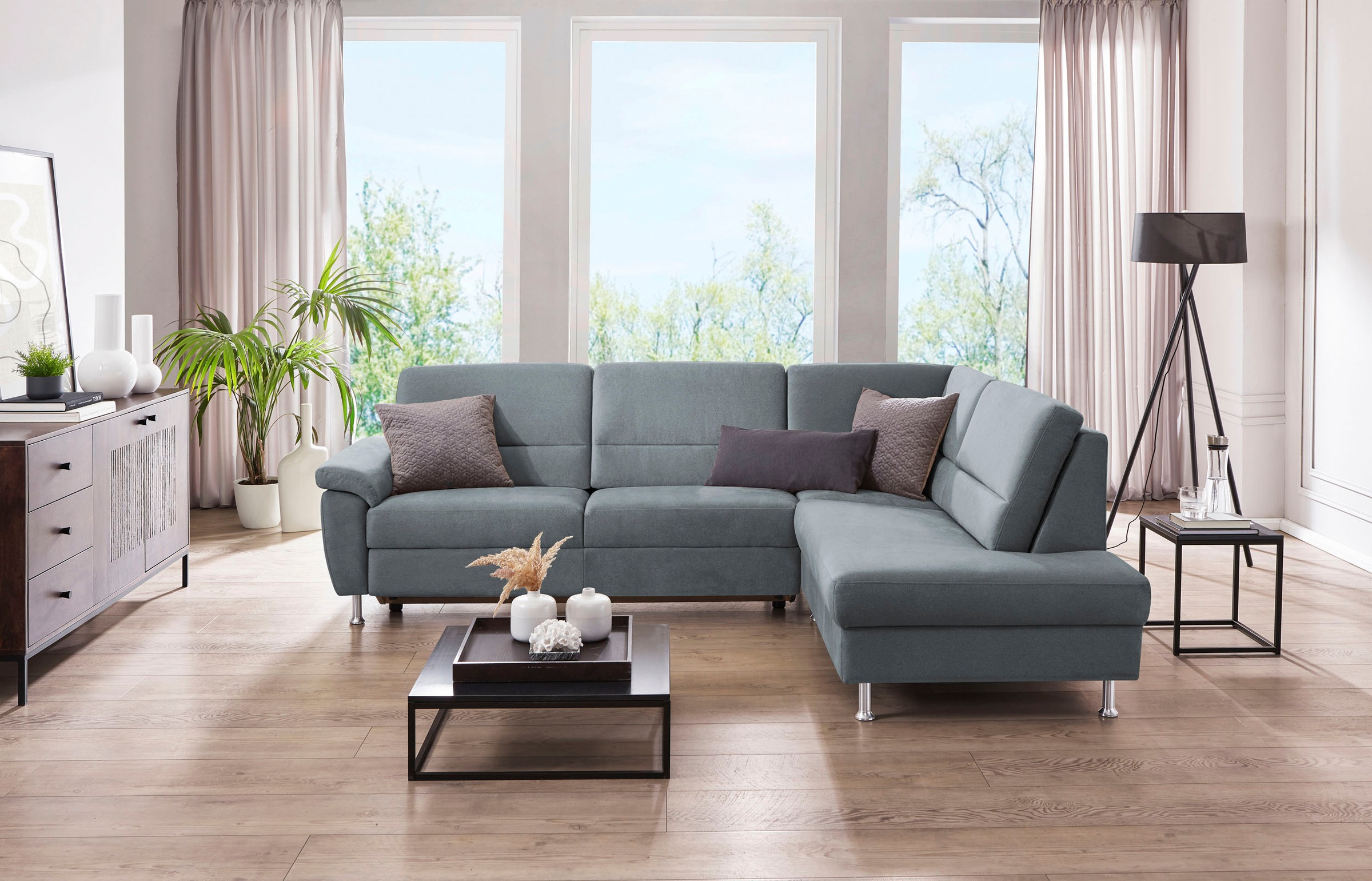 CALIZZA INTERIORS Ecksofa »Onyx L-Form«, Ottomane links oder rechts, wahlweise mit Bettfunktion, Breite 257 cm