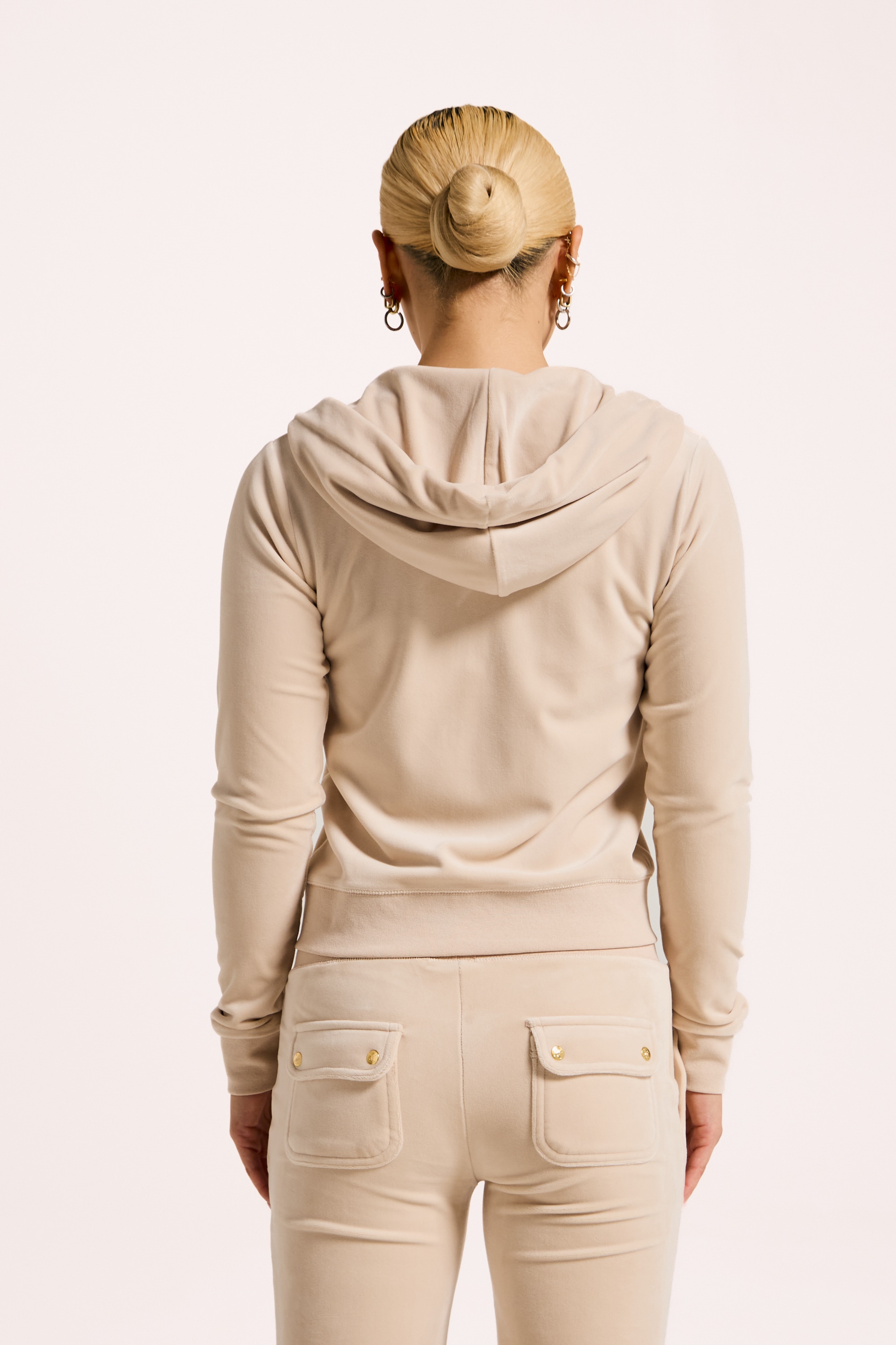 Juicy Couture Kapuzennickijacke »ROBERTSON HOODIE GOLD _ Damen«, mit Kapuze, Trainingsjacke Damen, Sweatjacke mit Kapuze, Velour, mit Glitzer, Sale