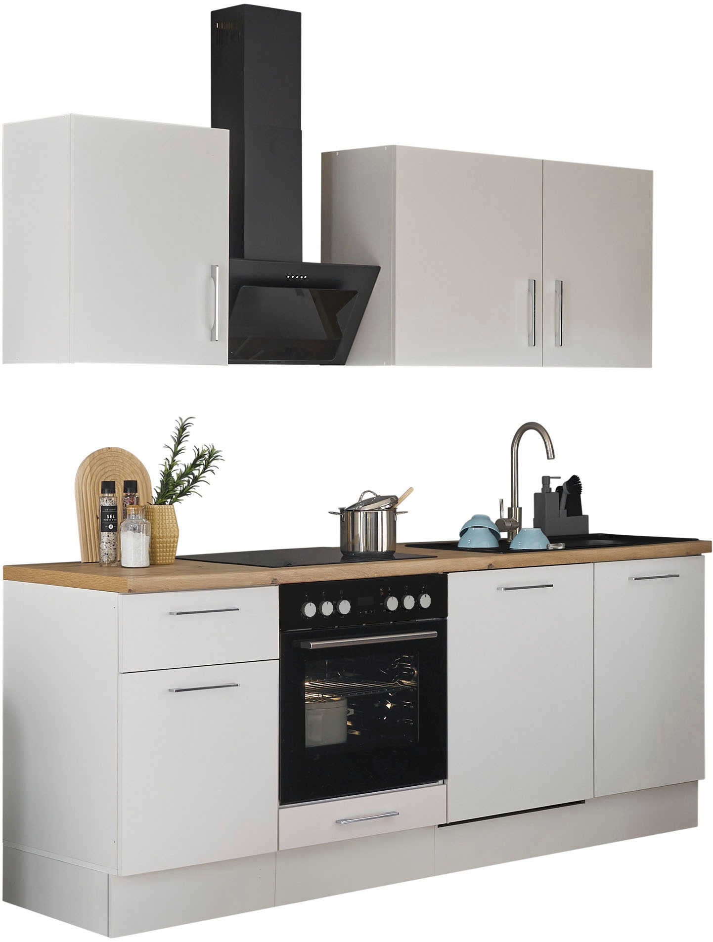 BASIC by Balculina Küchenzeile »Turin«, Breite 220 cm, wahlweise mit E-Geräten