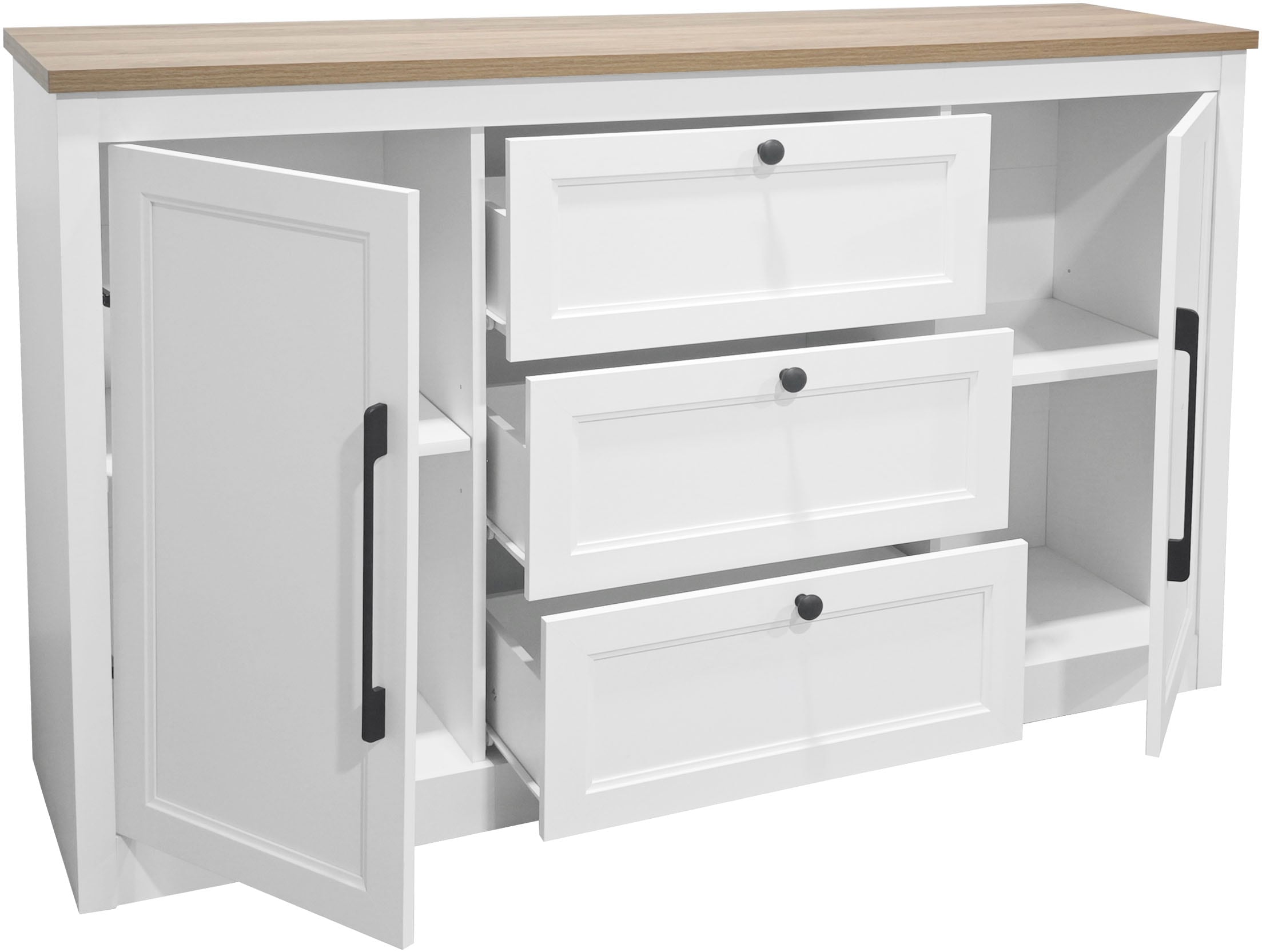OTTO home Sideboard »Ismund«, aus MDF, mit Holz-Zierleiste, schwarzen Metallgriffen, Höhe 93 cm