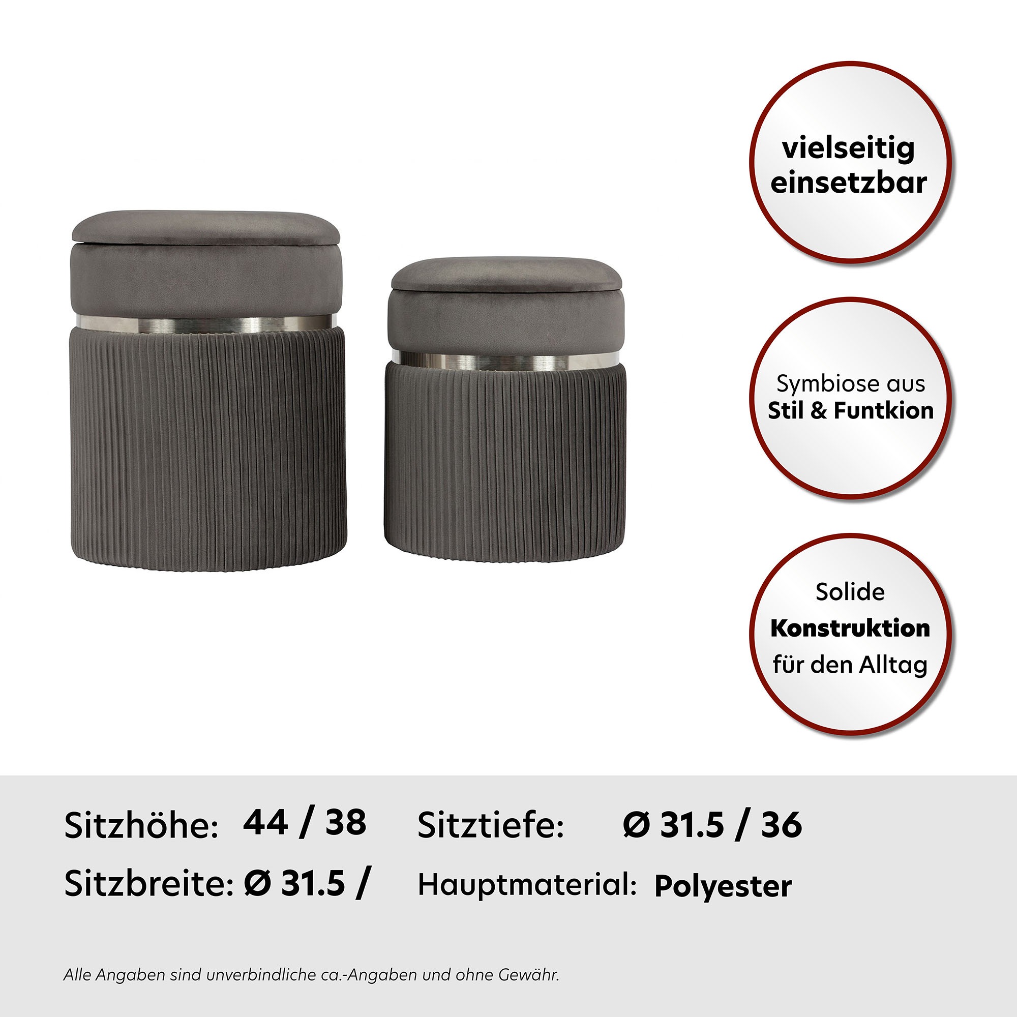 Kayoom Polsterhocker »Hocker Zora 325 2er-Set«, gepolstert, mit Stauraum