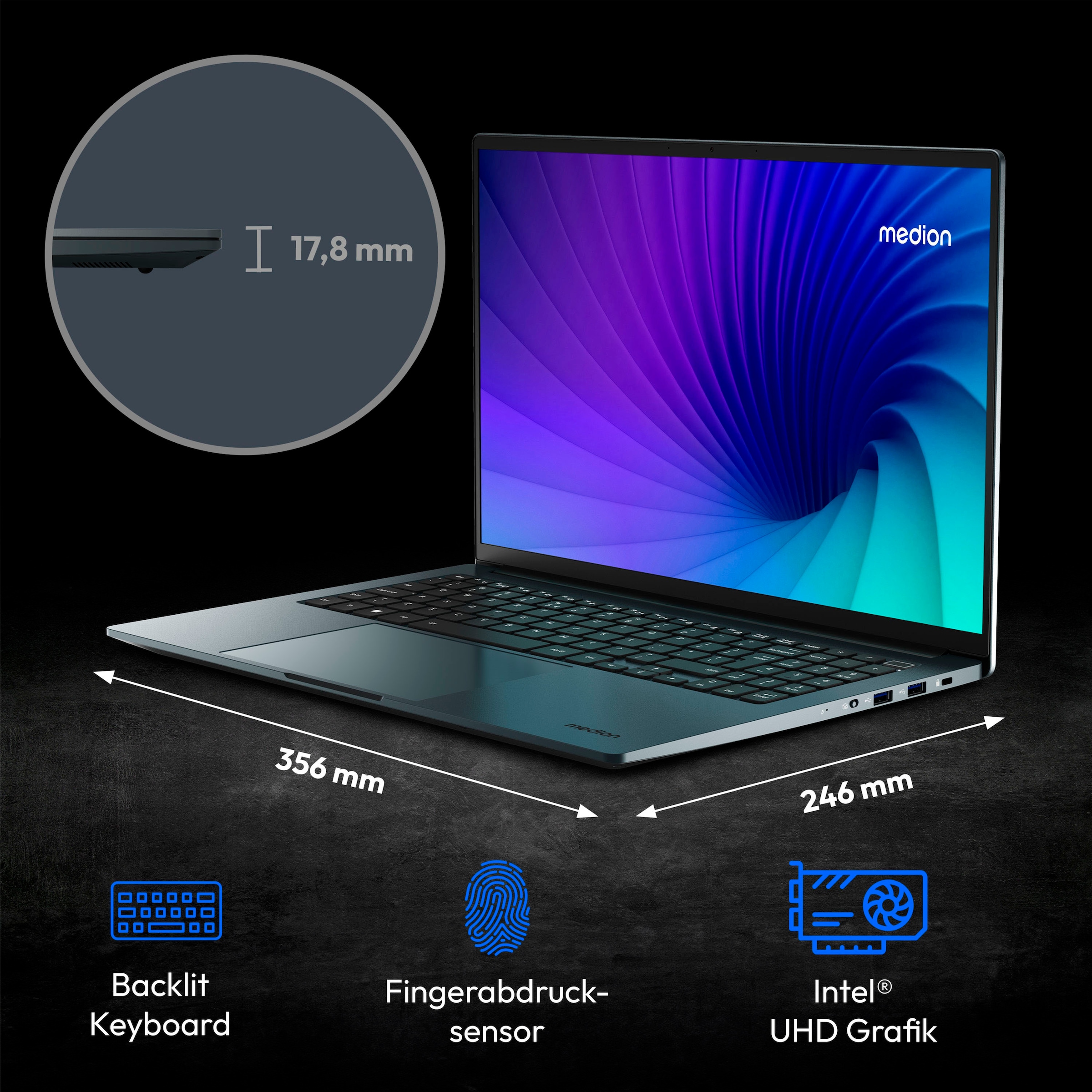 Medion® Notebook »S10 OLED«, 40,6 cm, / 16 Zoll, Intel, Core Ultra 7, ARC, 1000 GB SSD