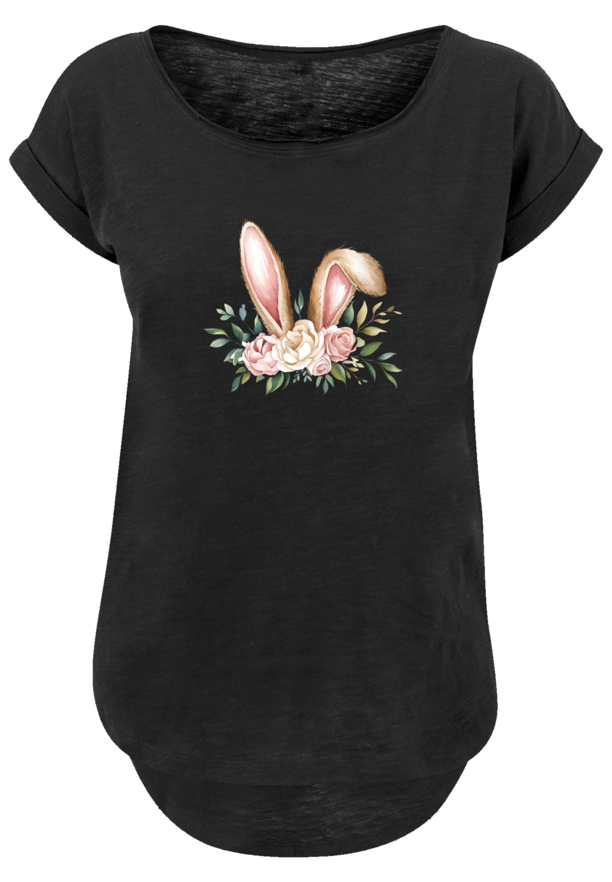 F4NT4STIC T-Shirt »Blumen Osterhasen Ohren Dekor«, Premium Qualität