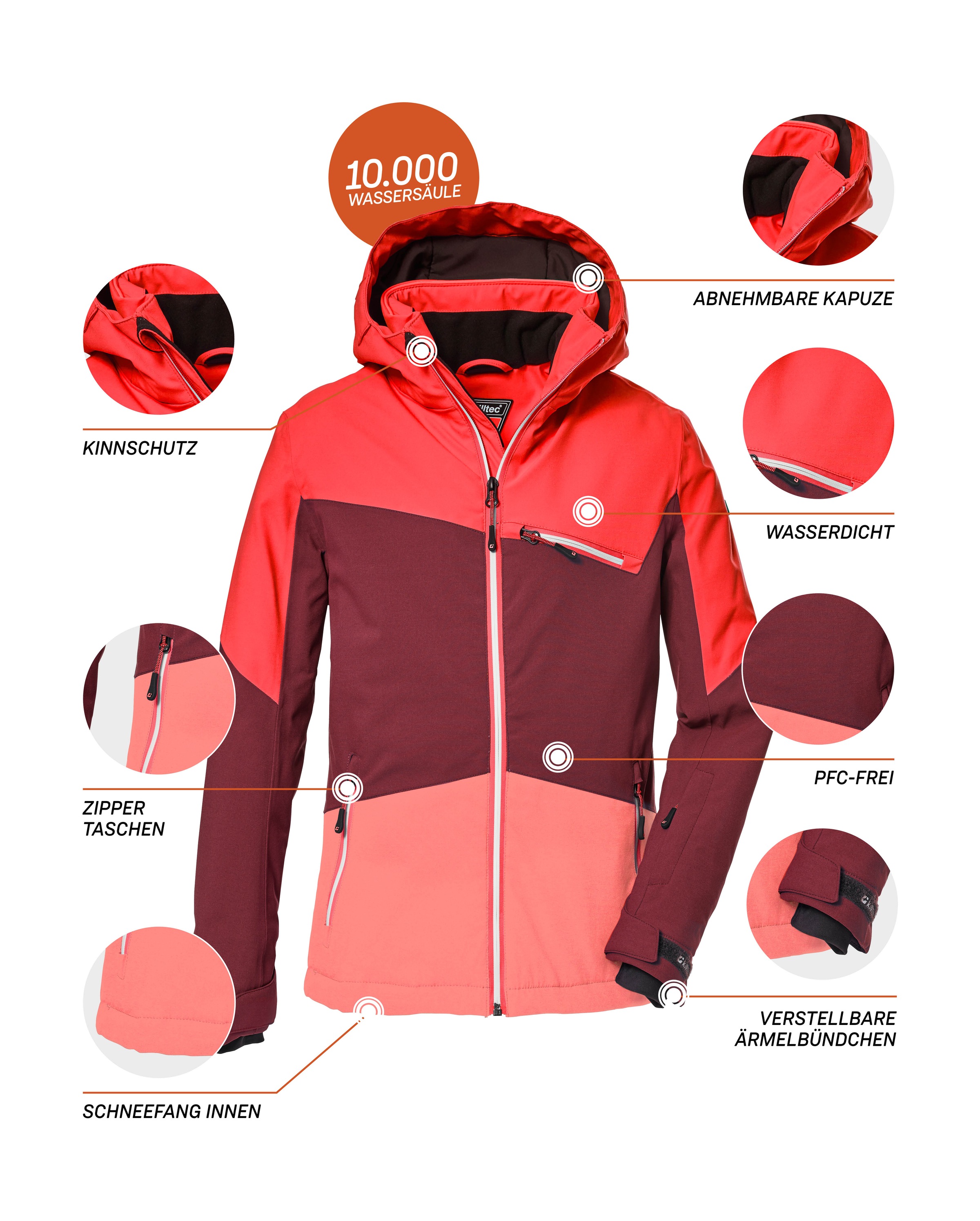 Killtec Skijacke »KSW 182 GRLS SKI JCKT«, Wasser- und winddichte Skijacke mit reflektierenden Elementen