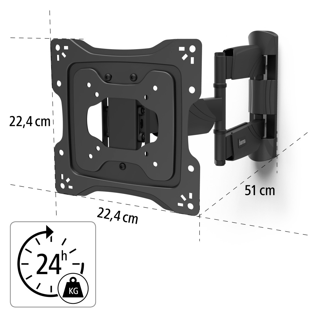 Hama TV-Wandhalterung »Wandhalterung (schwenkbar, neigbar, 19"-48", VESA 200x200)«, bis 122 cm Zoll