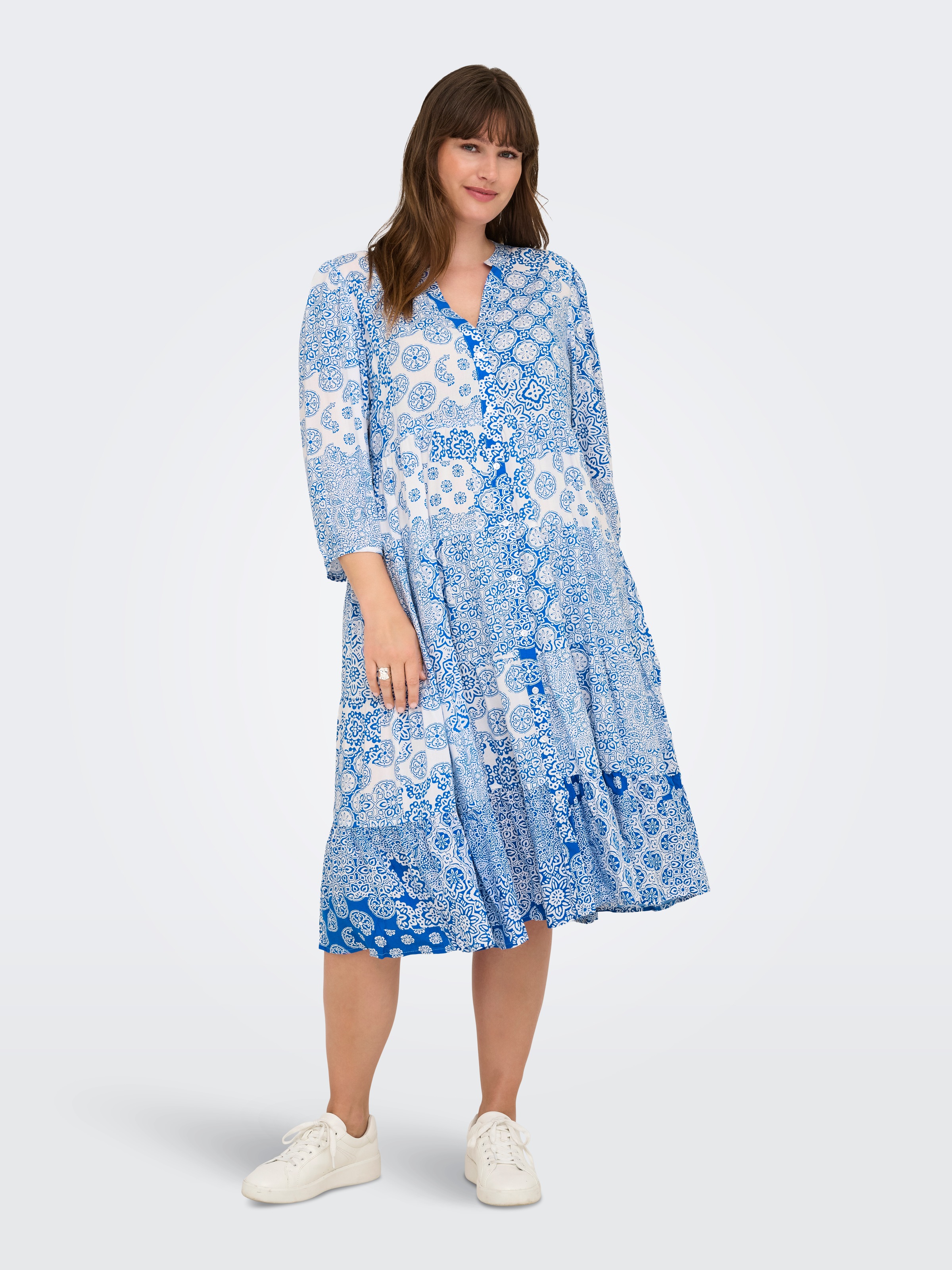 ONLY CARMAKOMA Tunikakleid "CARMILANA 3/4 DRESS WVN NOOS", Sommerkleid günstig online kaufen