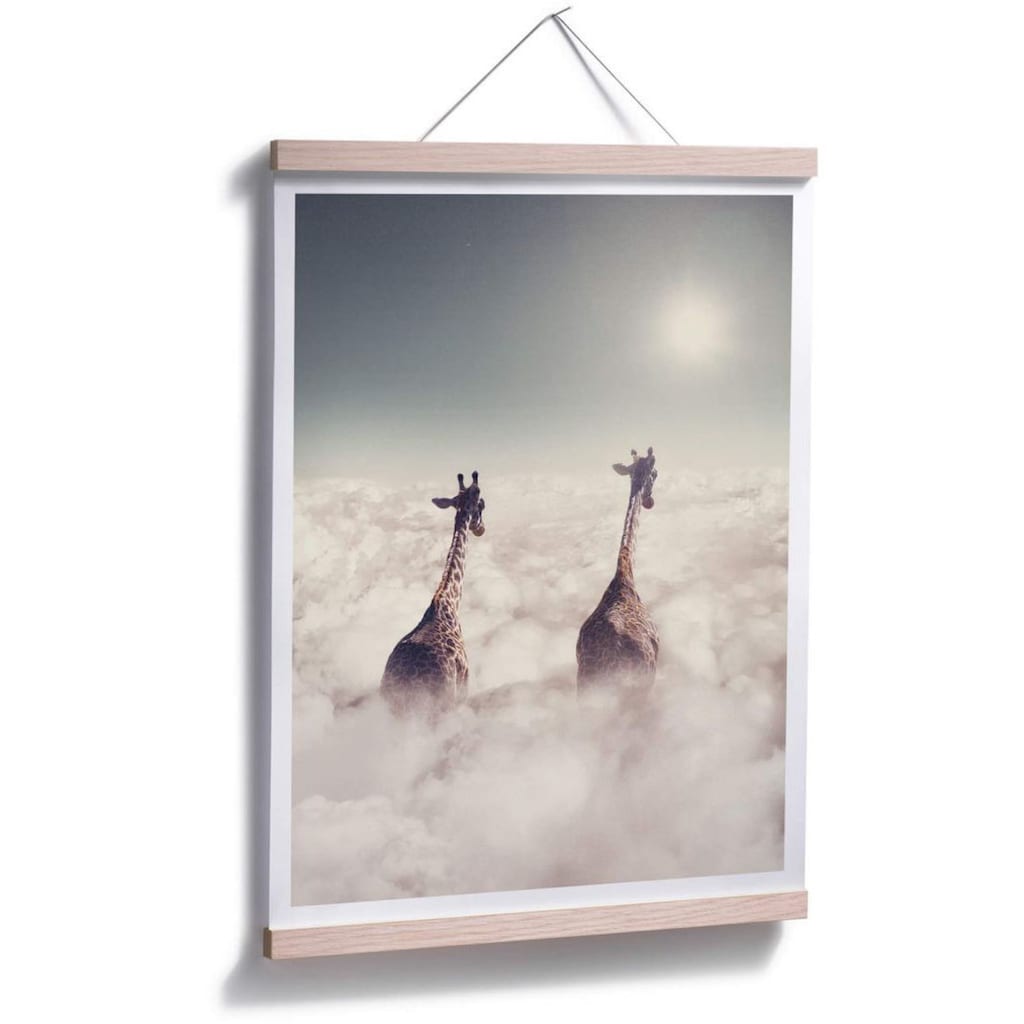 Wall-Art Poster »Safari Giraffen in den Wolken«, Tiere, (1 St.)