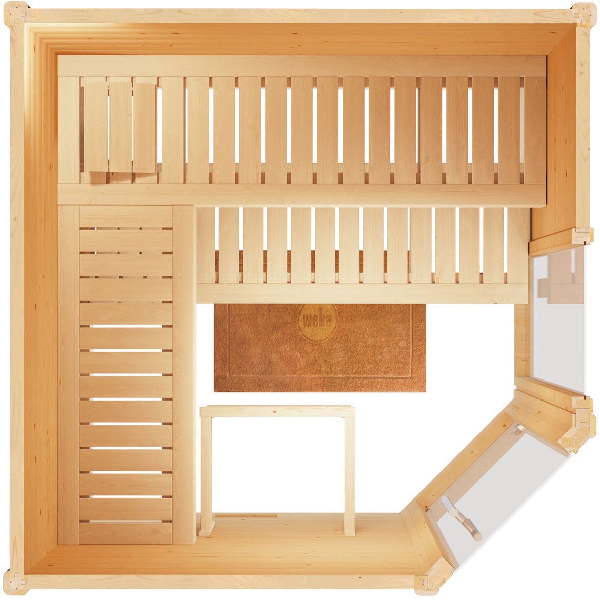 weka Sauna »Design-Sauna CUBILIS 2«, Blockbohlen im wekaLine-Profil, Fensterelement, Ganzglastür