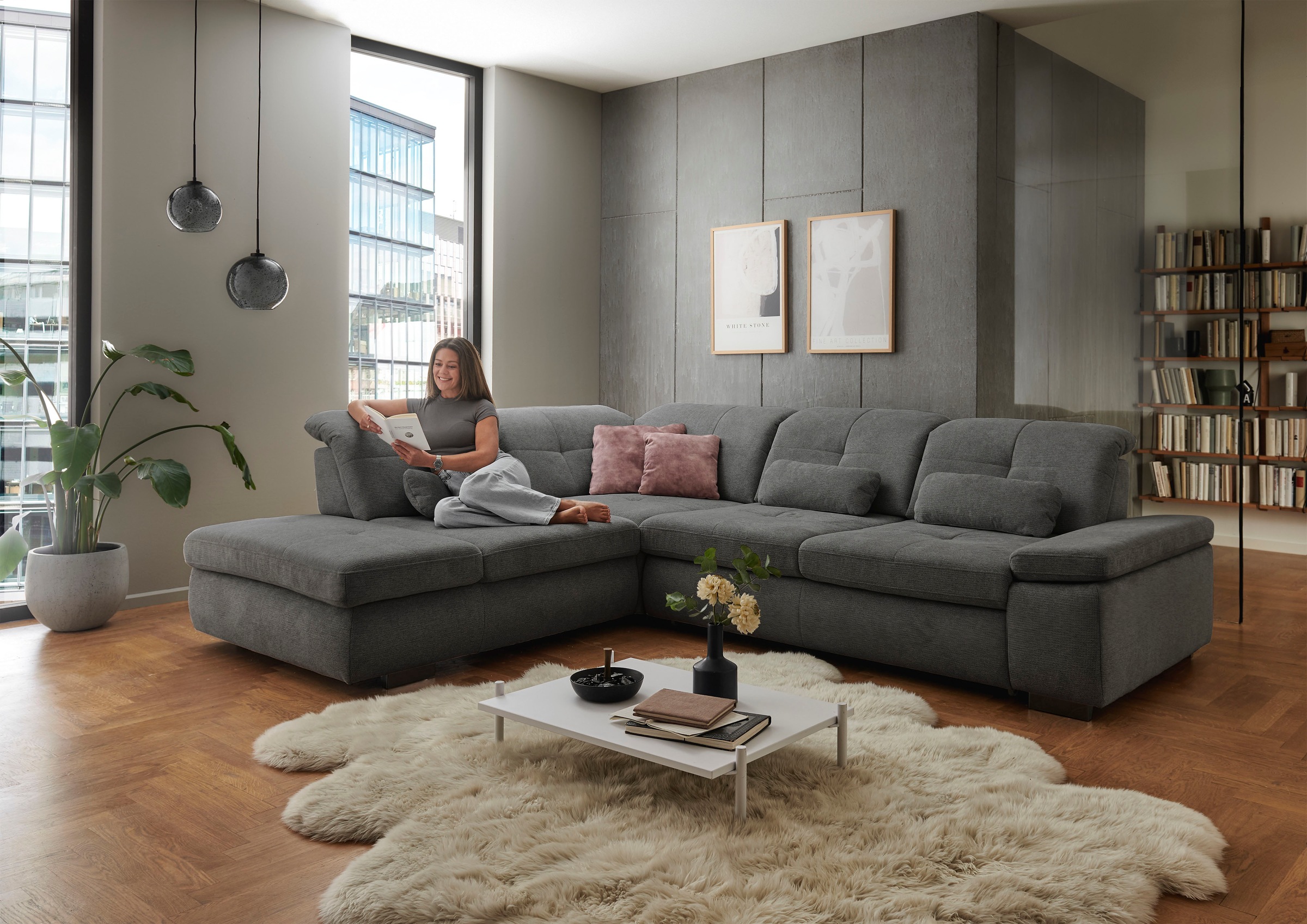 Die PlanBar Ecksofa "MP-IN16012 L-Form Kaltschaum-Polsterung" inkl. Sitztie günstig online kaufen