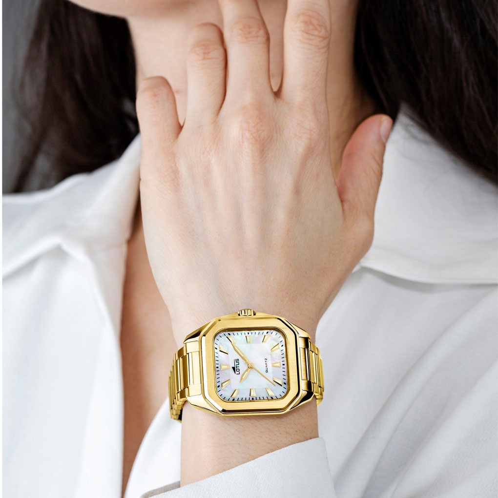 Lotus Quarzuhr »Square«, Armbanduhr, Damenuhr, Edelstahlarmband, analog