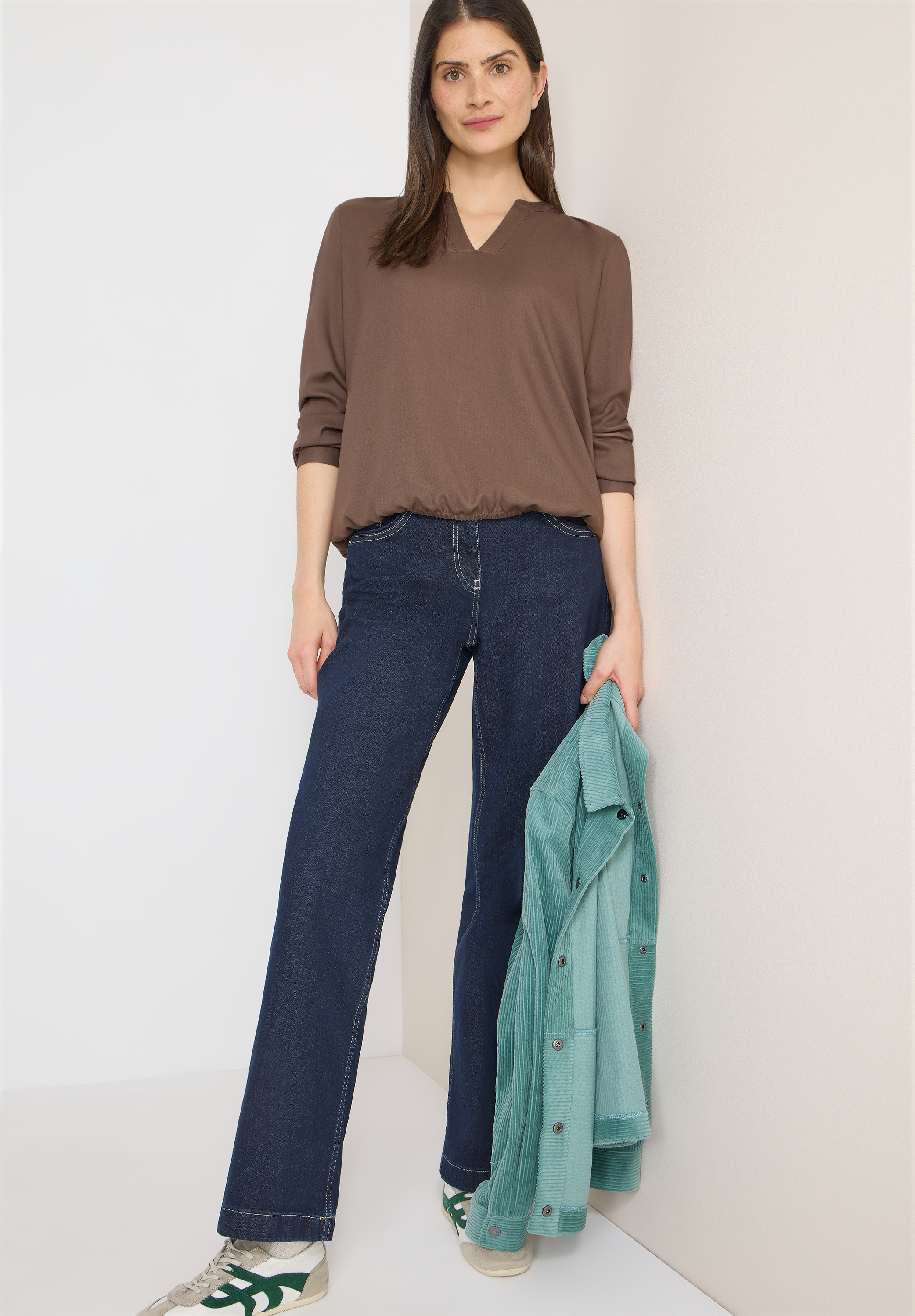 Cecil Langarmbluse mit Splitneck und aus reiner Viskose