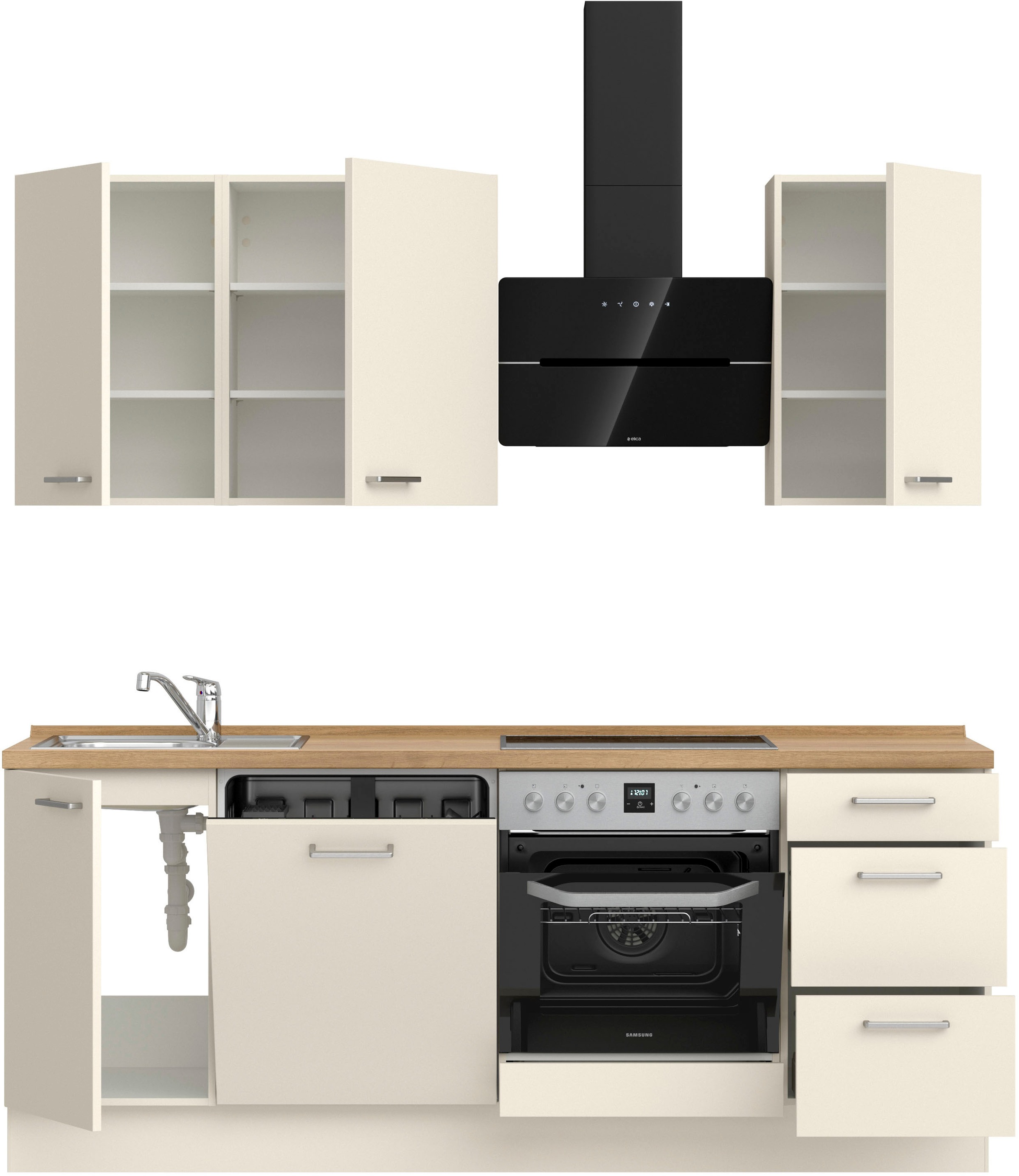 nobilia® Küchenzeile »"Touch II"«, vormontiert, Ausrichtung wählbar, Breite 210 cm, wahlw. mit E-Geräten