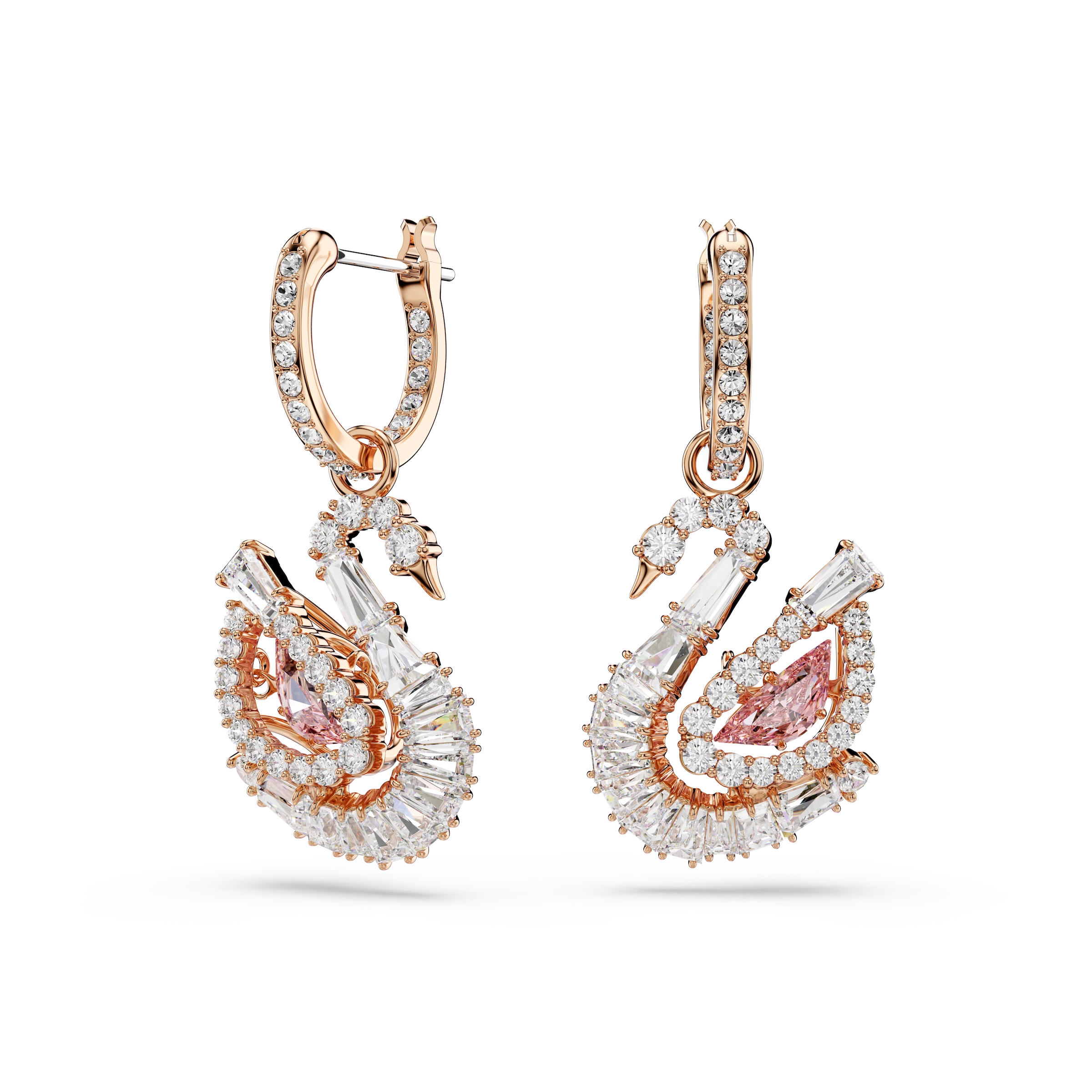 Swarovski Paar Creolen »Schmuck Geschenk Schwan Ohrringe«, Swarovski® Kristall, Swarovski® Zirkonia (s.) - Einhänger abnehmbar