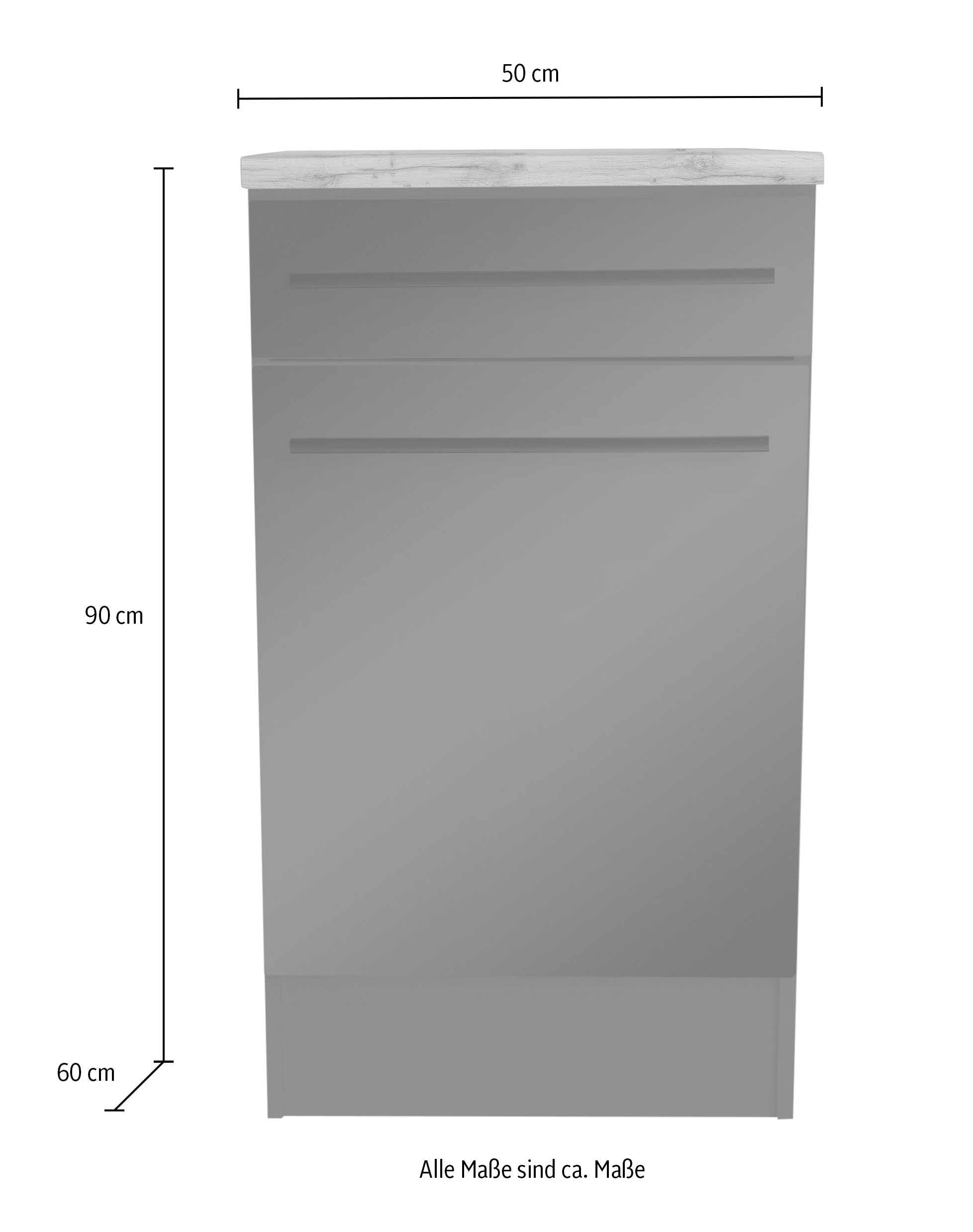 BASIC by Balculina Unterschrank »Jazz 50er Unterschrank, Küchenschrank BxHxT 50x90x60 cm«, (1 St.), Unterschrank mit 1 Tür, 1 Schubkasten und 1 Einlegeboden