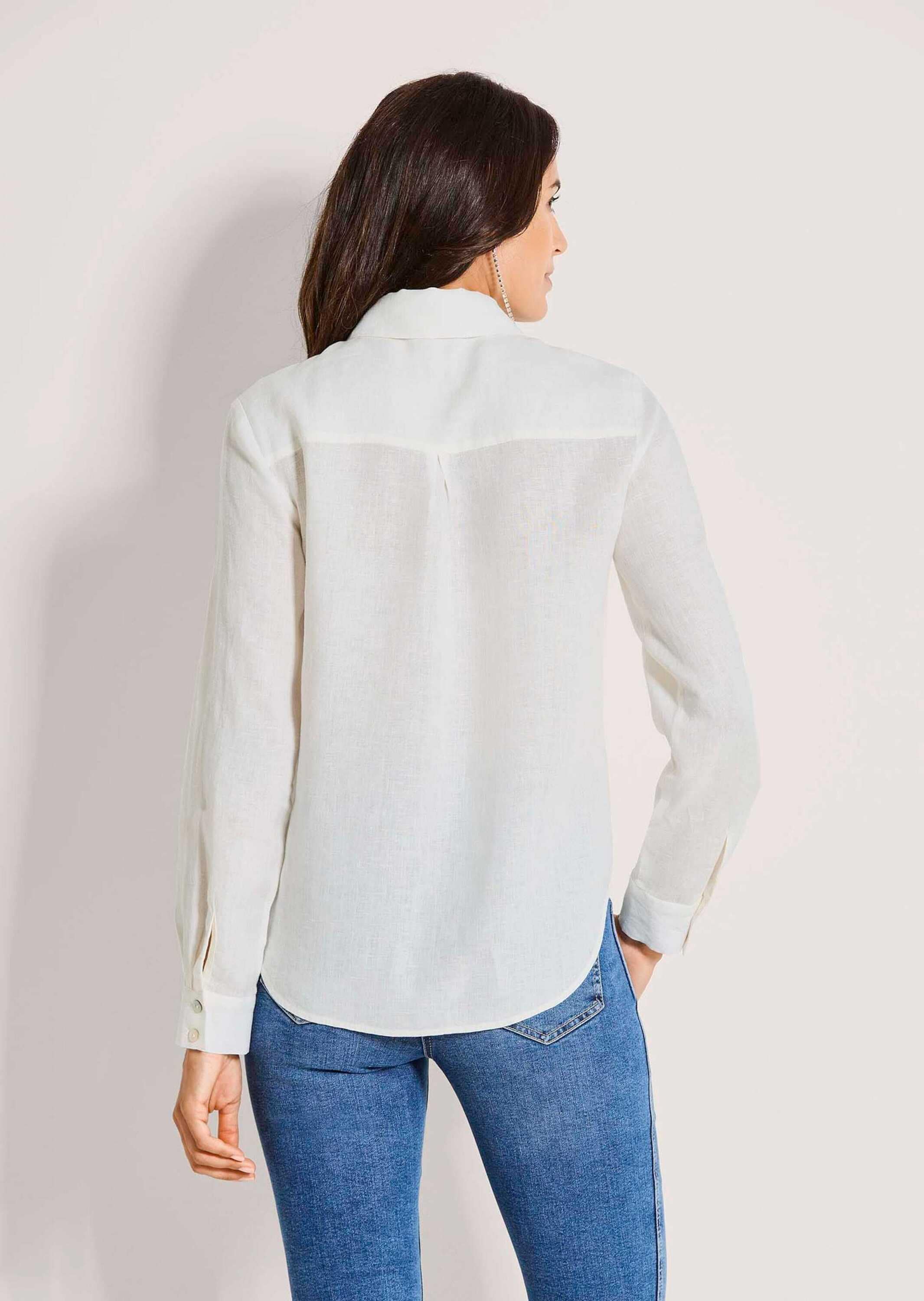 MADELEINE Hemdbluse »Leinenhemd Hemdbluse mit Taschen« Hemdblusenschnitt