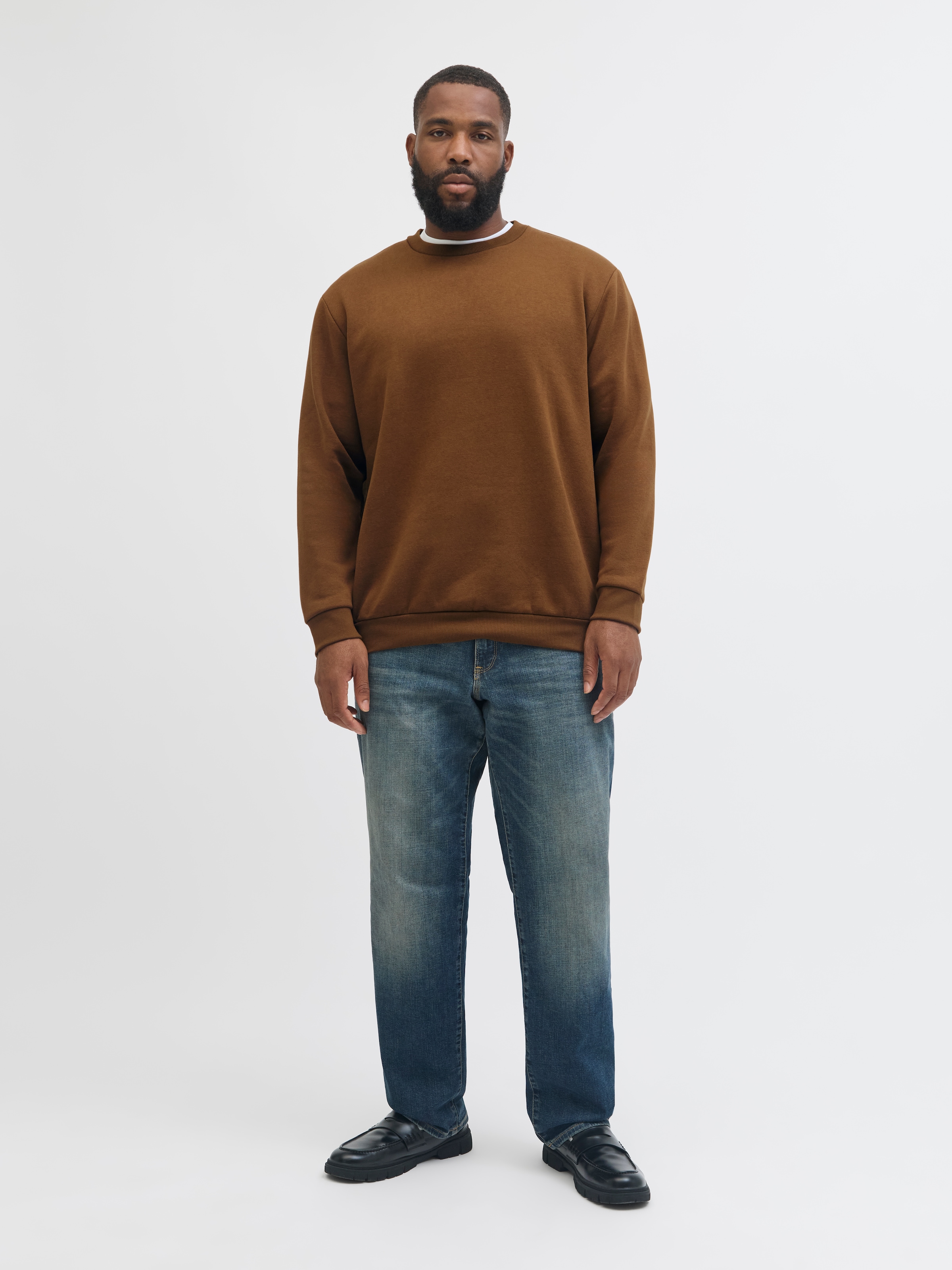 Jack & Jones PlusSize Sweatshirt »JJEBRADLEY SWEAT CREW NOOS PLS«, mit Rippbündchen