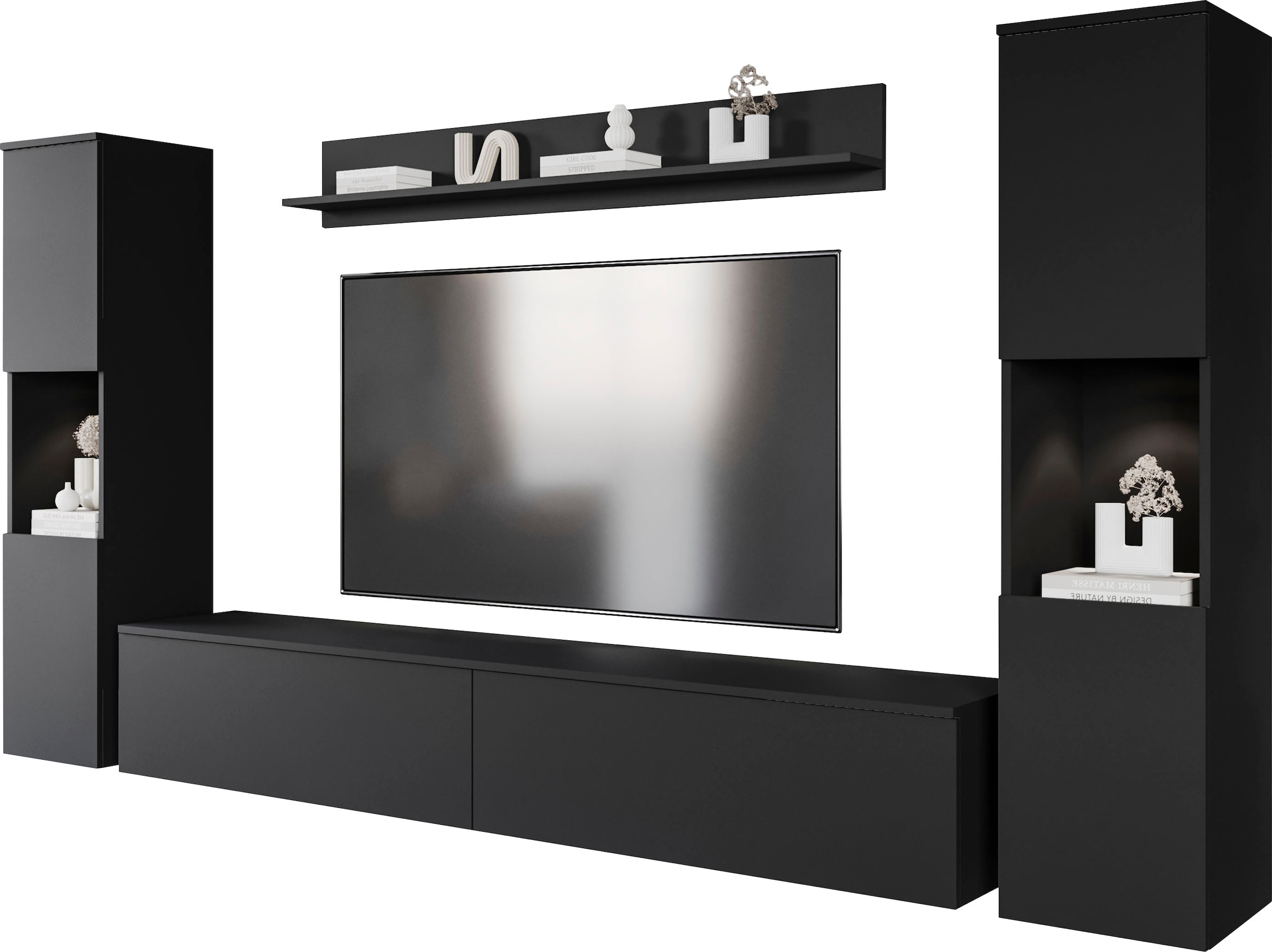 INOSIGN Wohnwand "PARIS, Vitrine Türanschlag links/rechts wechselbar", (Kom günstig online kaufen