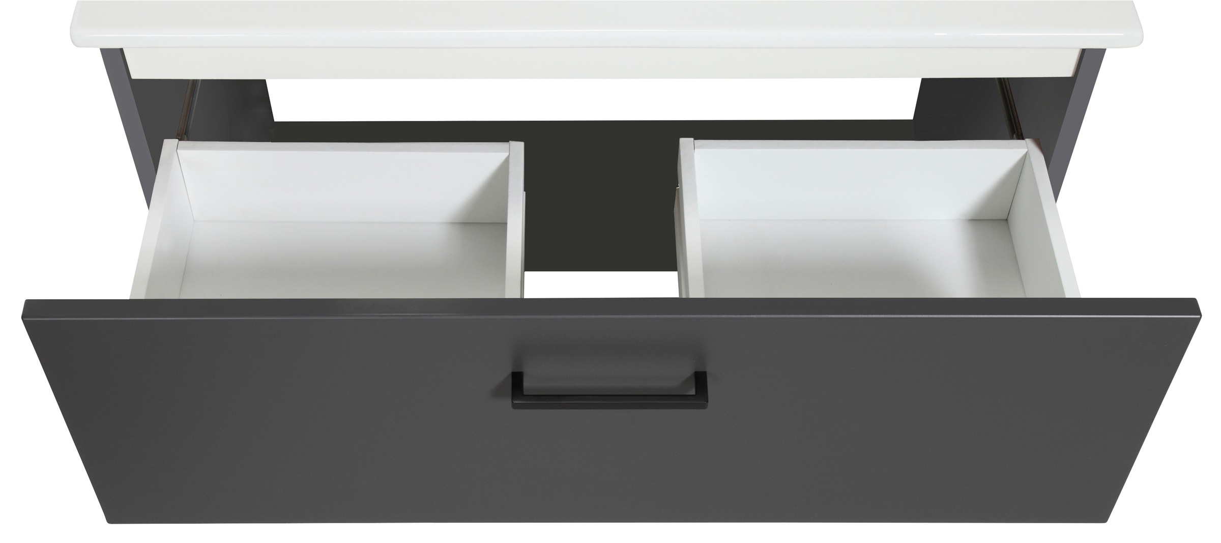 welltime Waschtisch »Trento Light mit Keramik-Auflagebecken«, 1 Auzug und 1 offenes Fach, Breite: 81cm, Anthrazit Matt