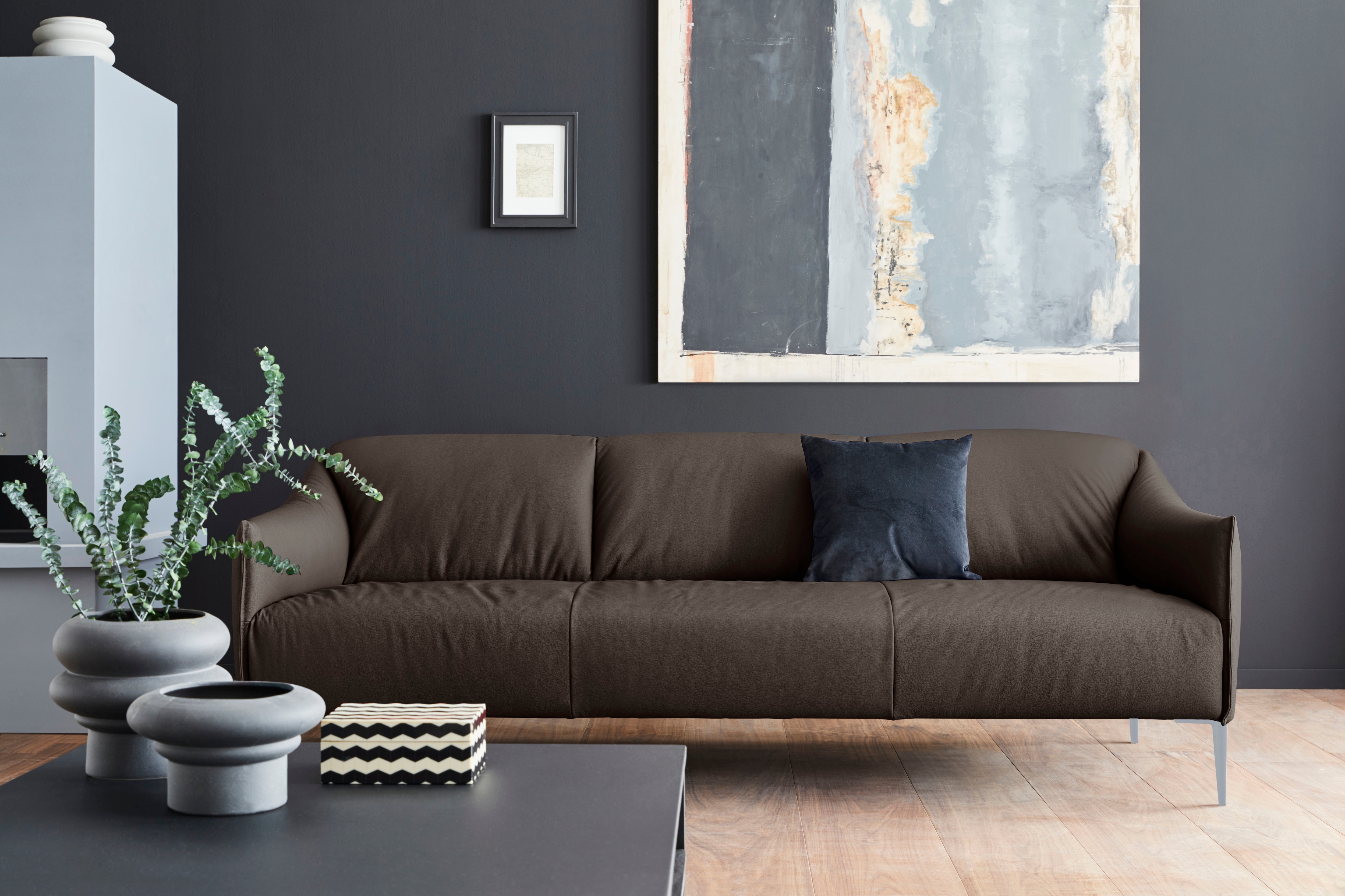 W.SCHILLIG 3-Sitzer "sally Design-Sofa, Loungesofa, bequem, schmale Armlehnen, Breite 224cm" mit Metallfüßen in Silber matt, Breite 224 cm