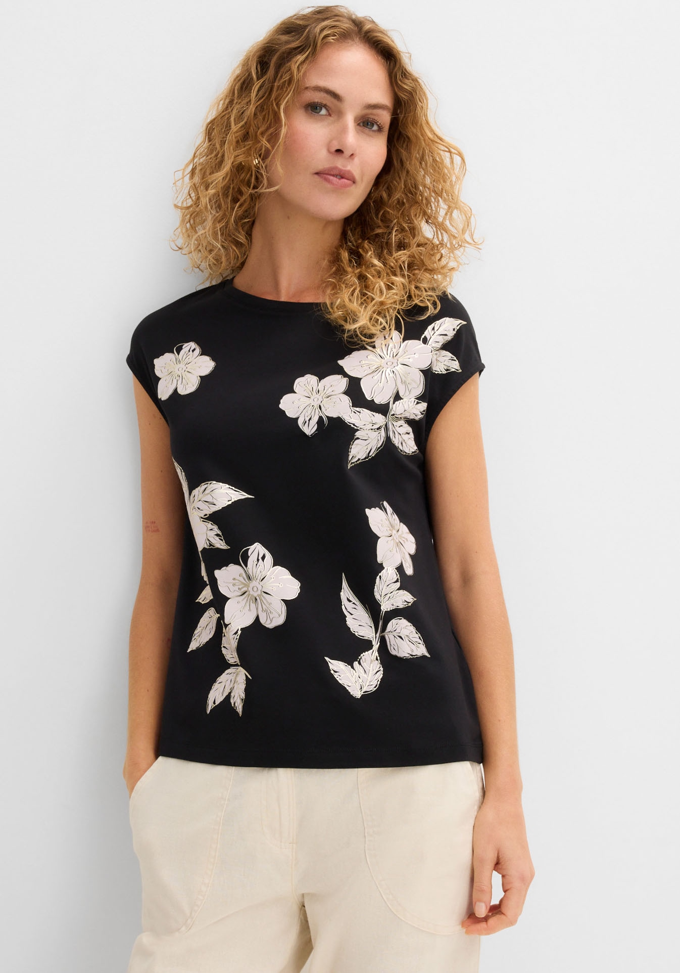 bonprix T-Shirt gerade Passform, Kurzarm, mit modischem Frontprint