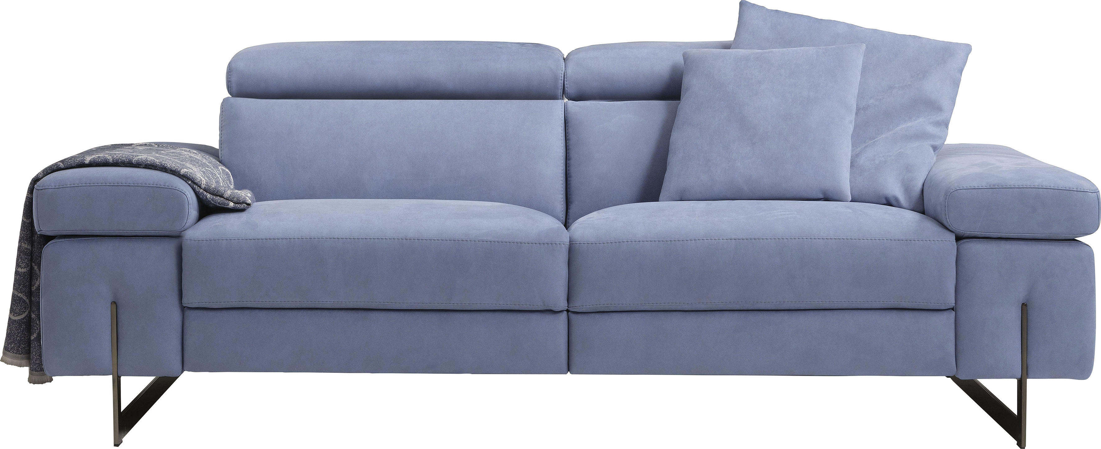 Egoitaliano 2,5-Sitzer "Candice, elegant und edel, hochwertiges Designsofa, bequem" Kopfteile manuell verstellbar, titanumfarbene Kufenfüße