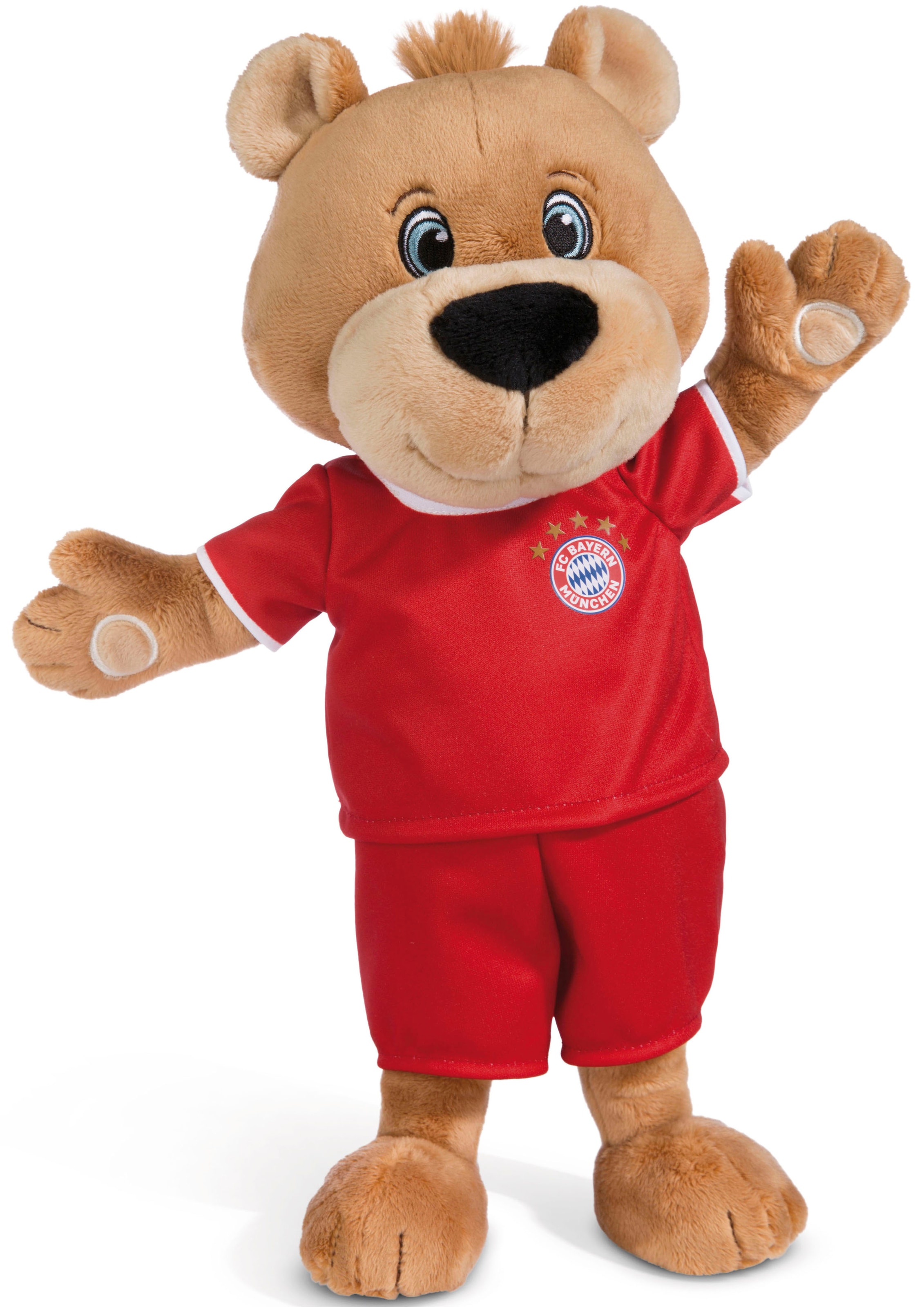 NICI Kinder Kuscheltier "FC BAYERN MÜNCHEN Bär Berni mit Trikot, 35 cm", braun, H:35cm, Plüschfiguren, enthält recyceltes Material