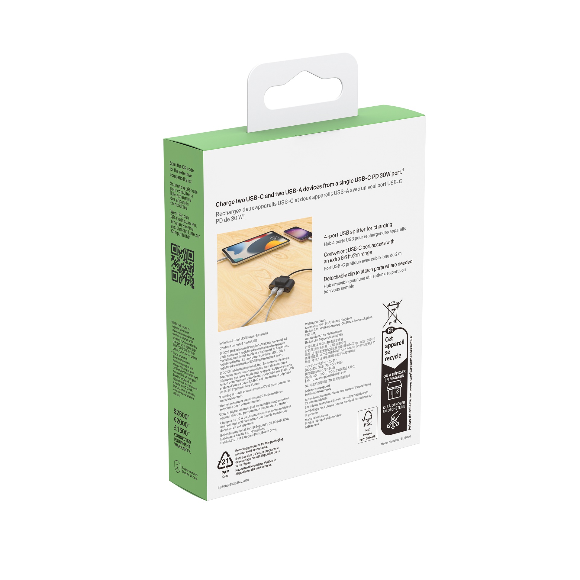 Belkin Smartphone-Dockingstation »BoostCharge 4-Port-USB-Splitter«