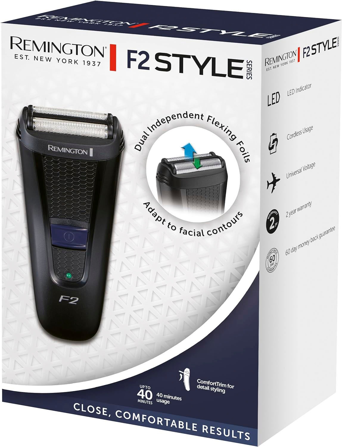 Remington Elektrorasierer »F2002 Style Series Foil Shaver F2«, 1 St. Aufsätze, integrierter Präzisionstrimmer, Pop-Up-Trimmer, abwaschbar, LED Anzeige, Präzisionstrimmer