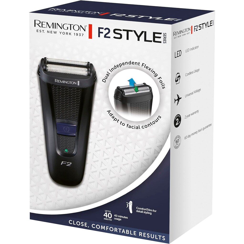 Remington Elektrorasierer »F2002 Style Series Foil Shaver F2«, 1 St. Aufsätze, integrierter Präzisionstrimmer