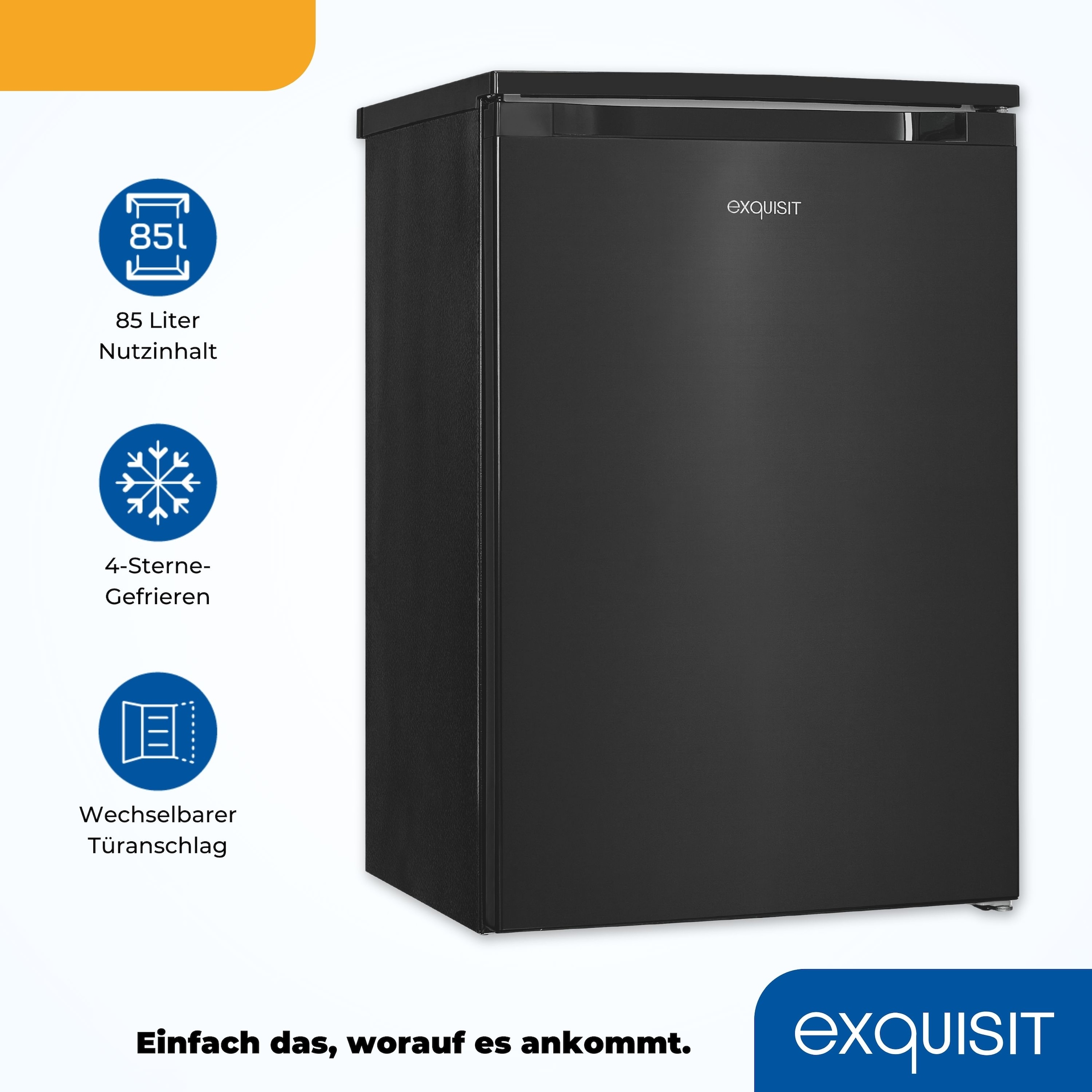 exquisit Gefrierschrank »GS81-040B inoxlook-az« 85 cm hoch 54,5 cm breit Viel Platz, starke Gefrierleistung