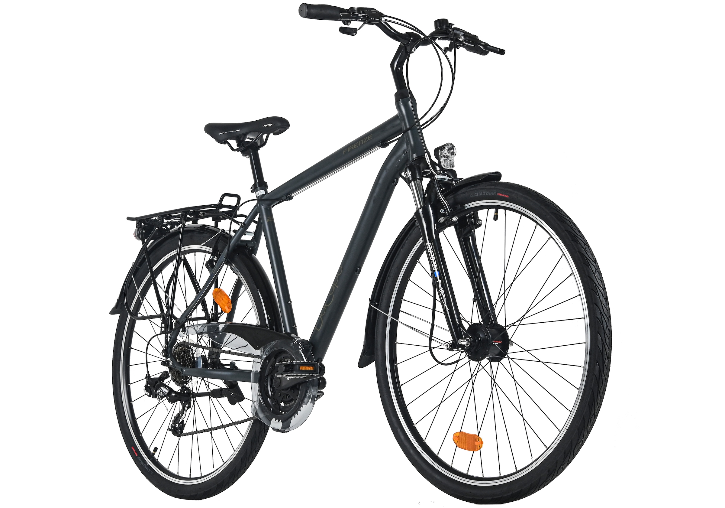 Dacapo Trekkingrad »Firenze 100 Anthrazit 21 Gänge RH 53 cm V-Brakes« 21 Gang Shimano Tourney Schaltwerk Kettenschaltung