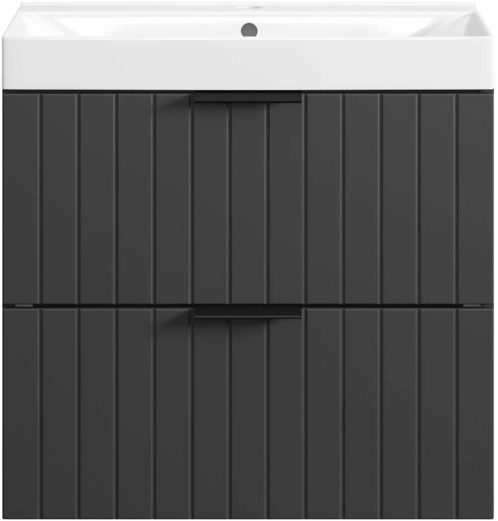 welltime Waschtisch »HARMONY mit Waschbecken, Breite 60 oder 80cm, modernes Design« Schrank mit 2 Schubladen, Soft-Close-Function, Paneeloptik