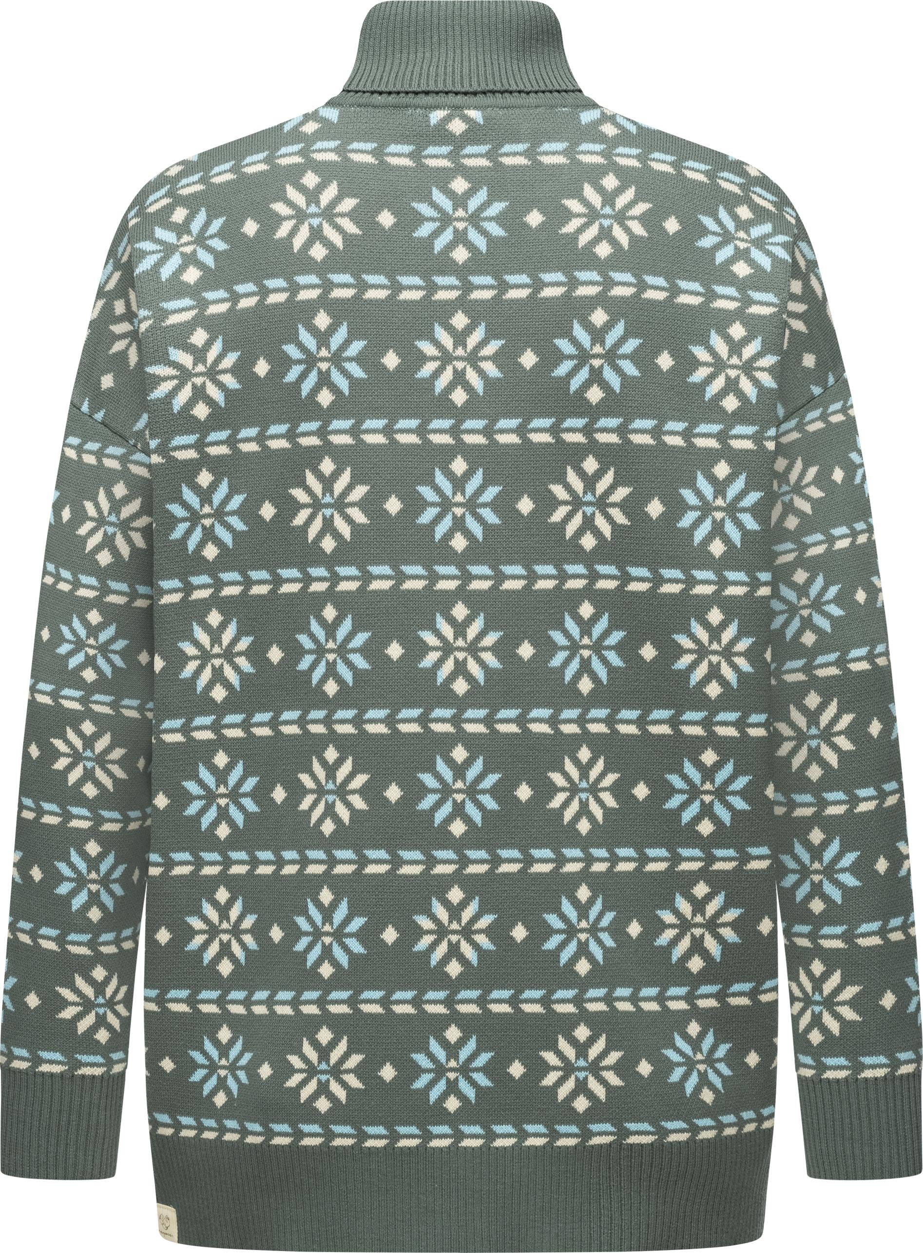 Ragwear Stehkragenpullover »Danika Organic«, Damen Pullover mit winterlichem Muster-Print