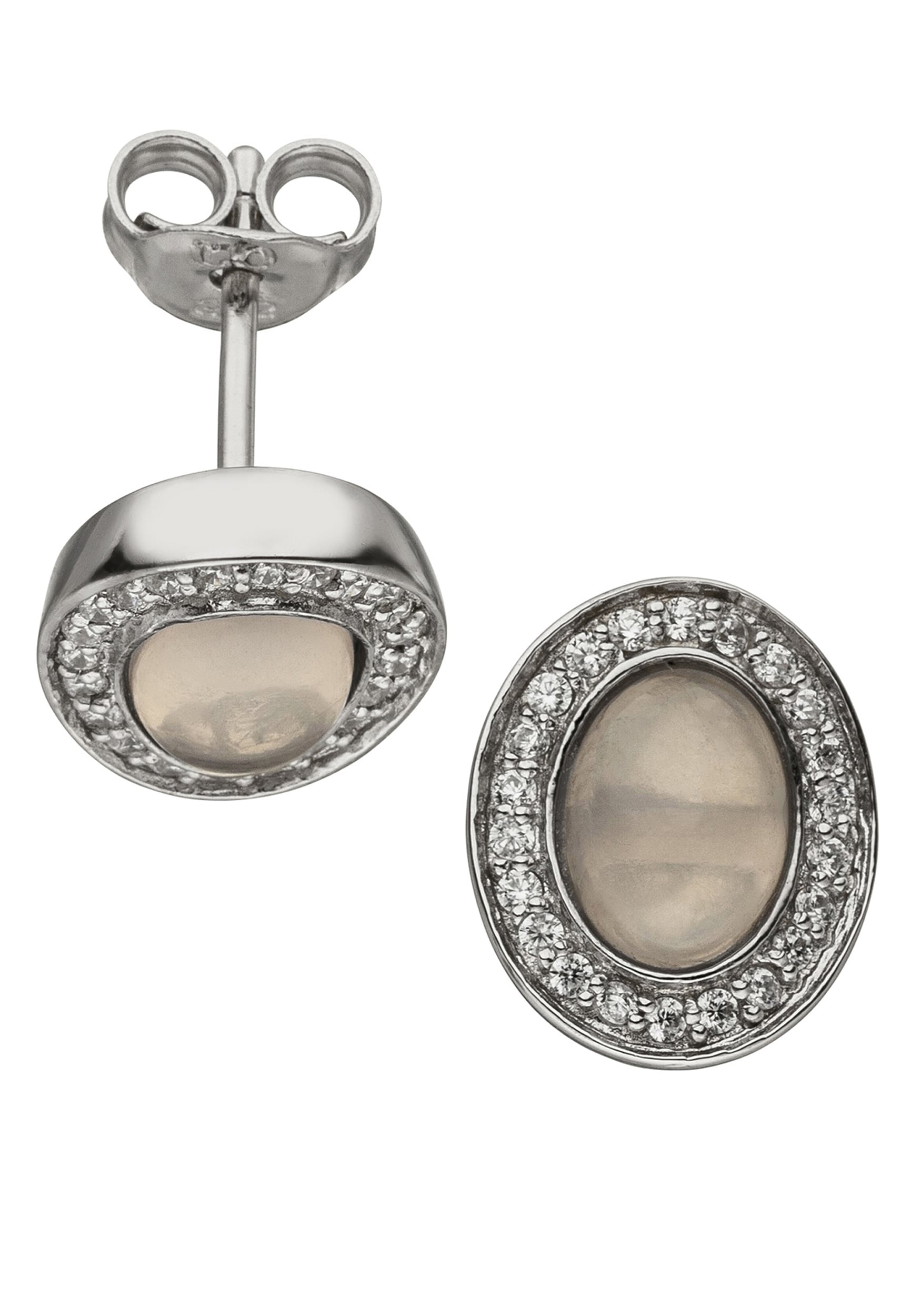 JOBO Paar Ohrstecker »Ovale Ohrringe mit Rosenquarz und 44 Zirkonia«, 925  Silber online bestellen | BAUR