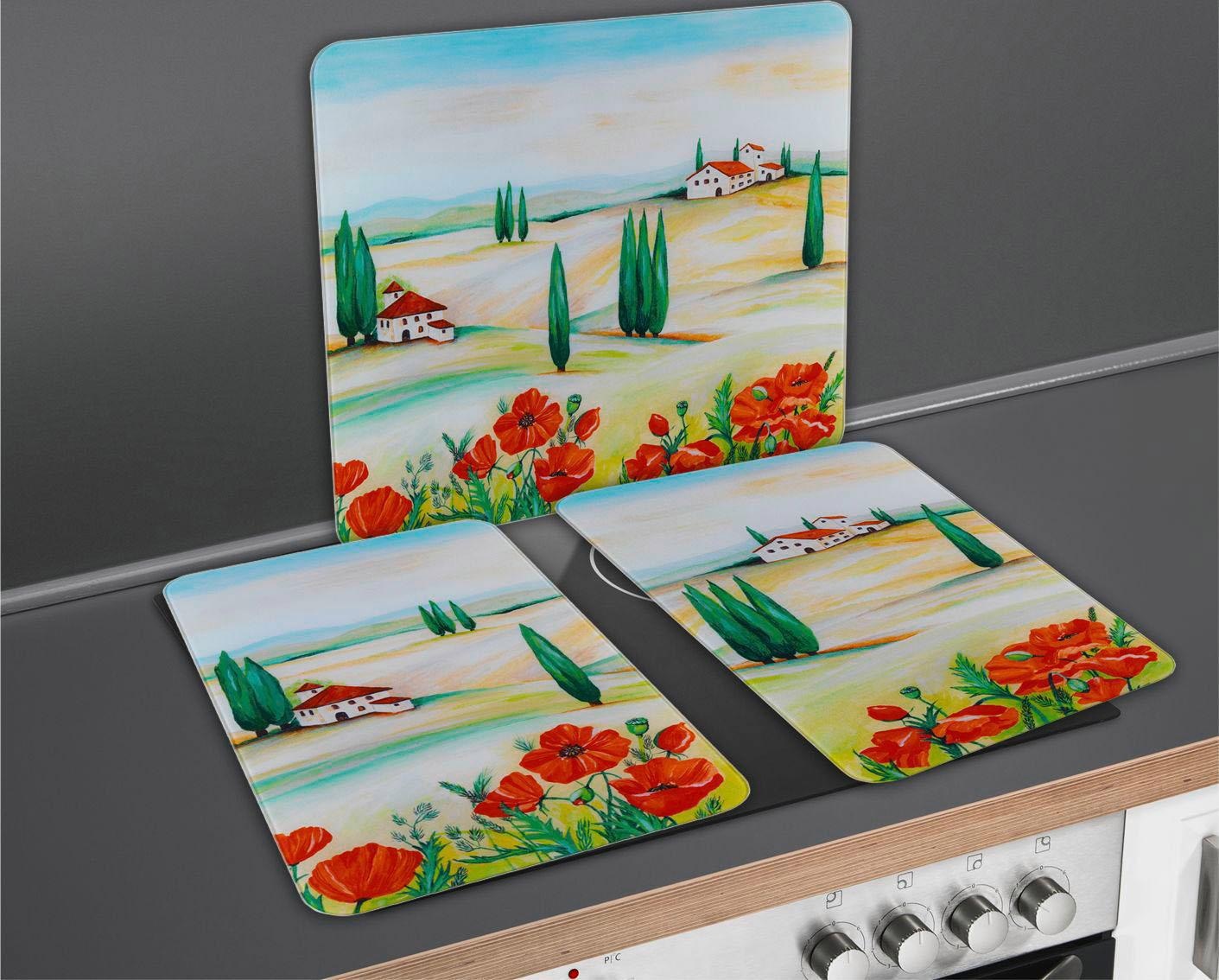 WENKO Herd-Abdeckplatte »Toscana«, (Set, 2 tlg.), aus gehärtetem Glas von WENKO