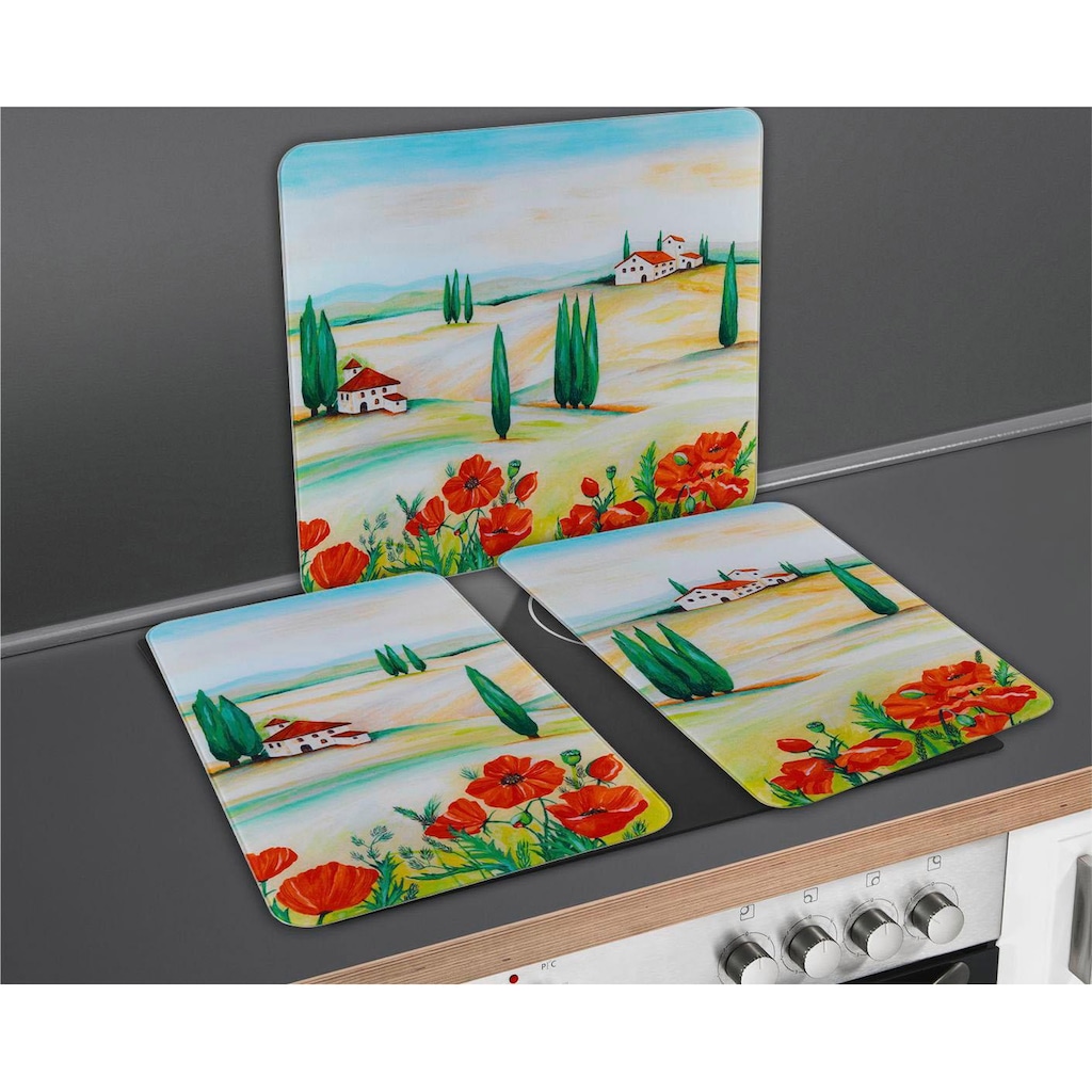 WENKO Herd-Abdeckplatte »Toscana«, (Set, 2 tlg.), aus gehärtetem Glas von WENKO