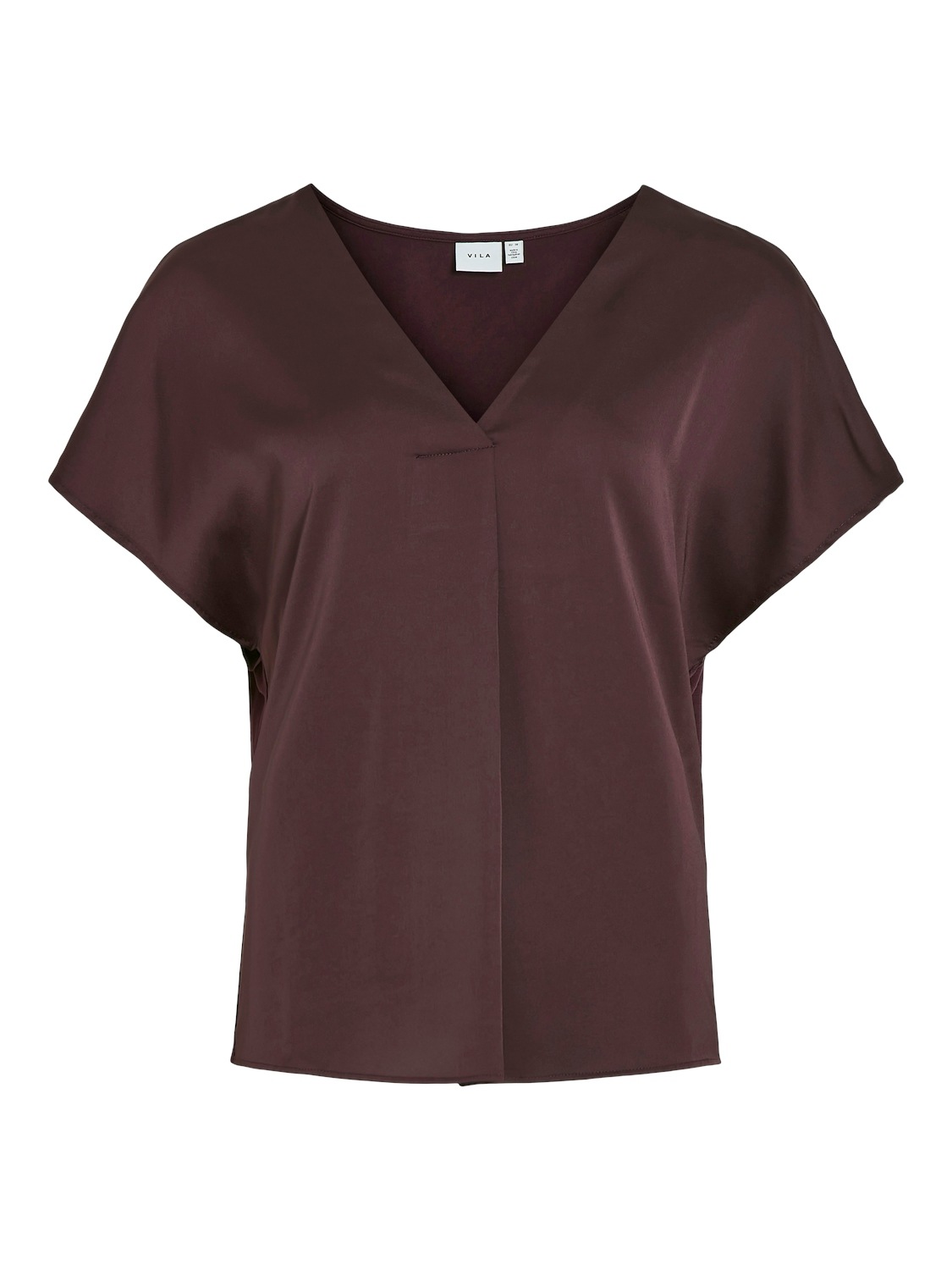 Vila V-Shirt "VIELLETTE V-NECK S/S SATIN TOP - NOOS"