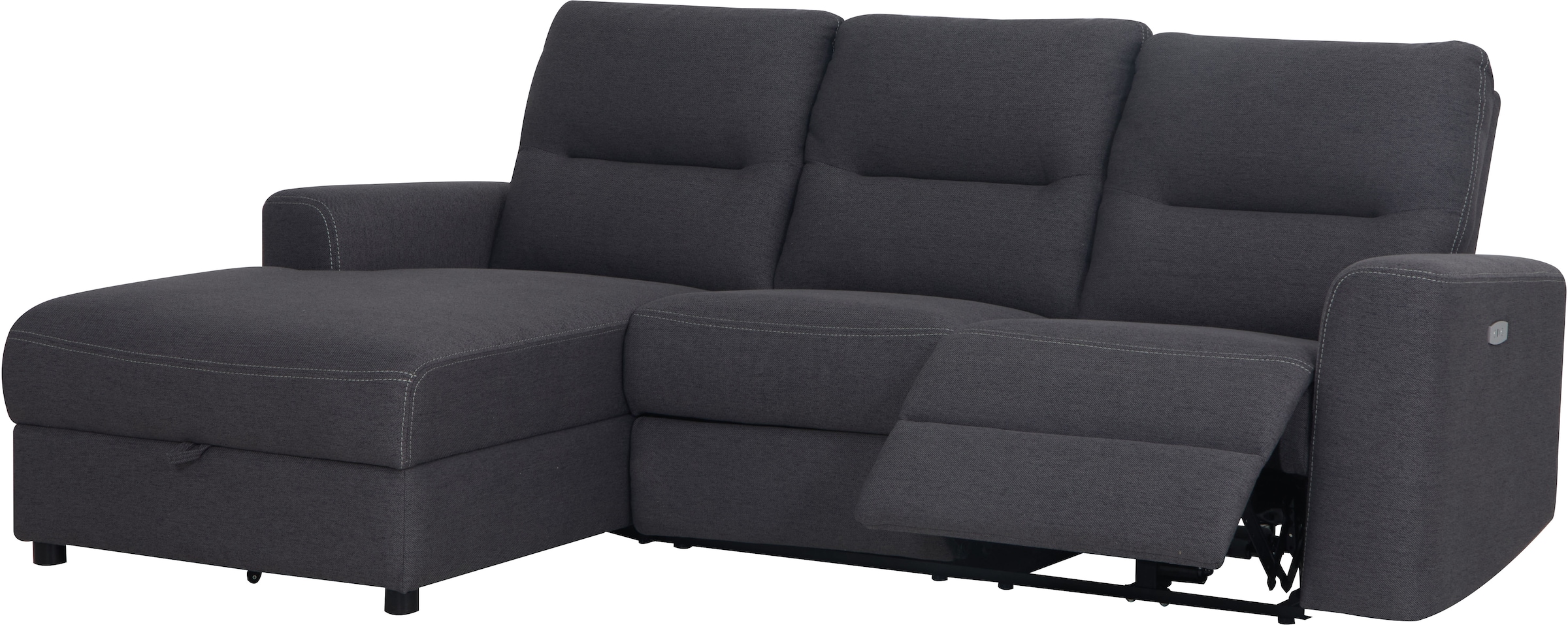 Home affaire Ecksofa »VENOIR, L-Form, 250 cm, manuelle u. elektrische Funktion (m. USB A/C)«, Stauraum unter der Recamiere, 2. Staufach, Federkern