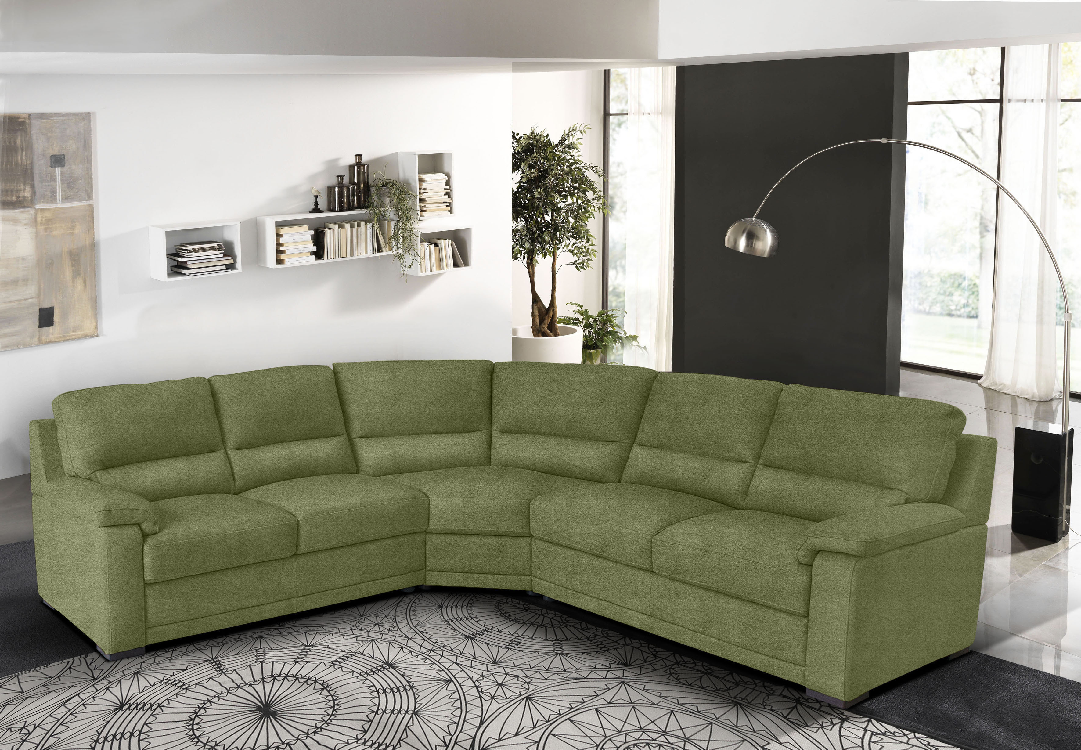 Egoitaliano Ecksofa "Doris, modernes Designerecksofa in hochwertigen Microfaserqualitäten" edle Detailverarbeitung, wahlweise fleckenabweisend oder in Lederoptik