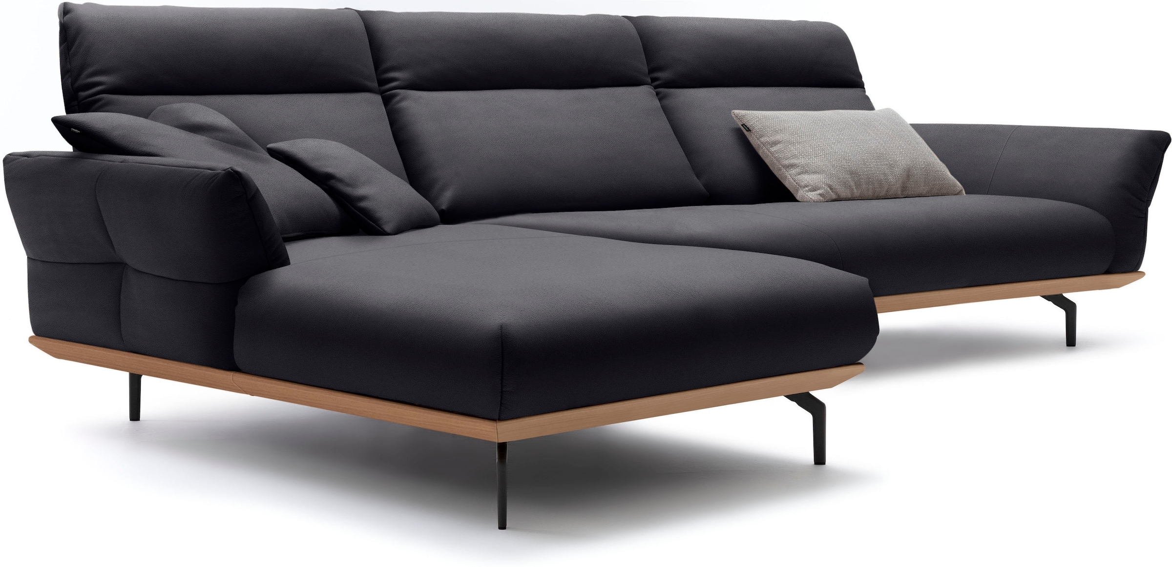 Creation BY ROLF BENZ Ecksofa »CR.460«, Sockel in Eiche, Winkelfüße in Umbragrau, Breite 338 cm