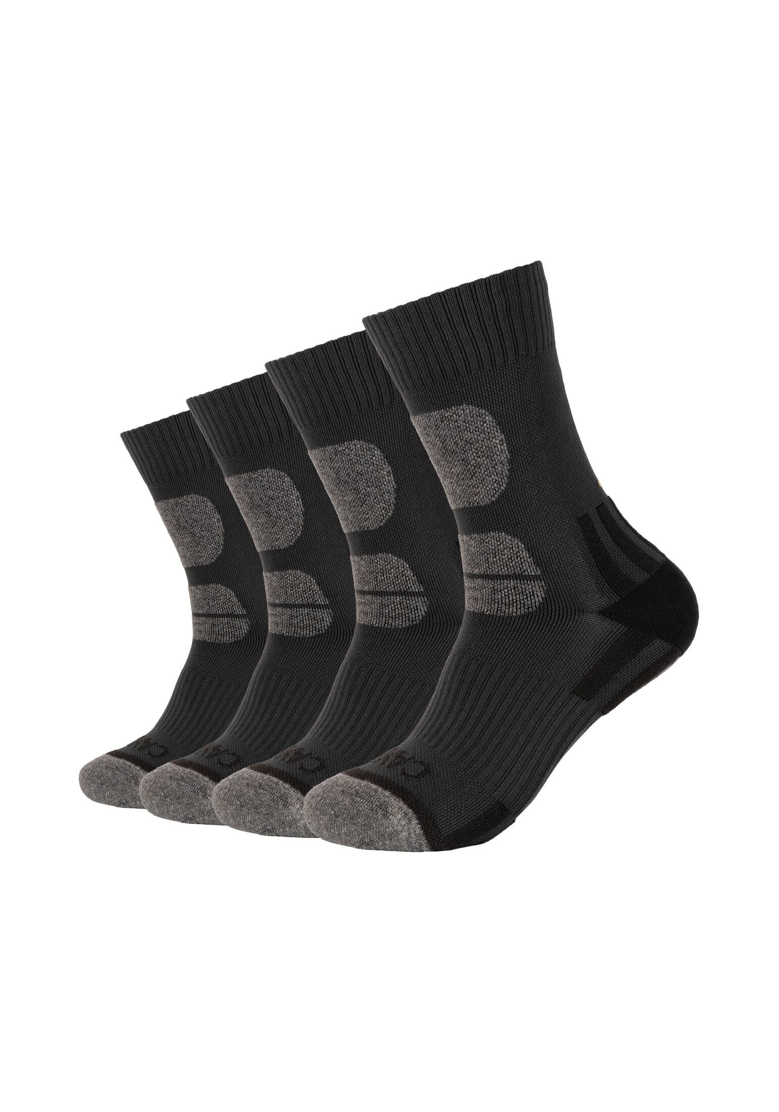CAMANO Damen Wandersocken "Wandersocken 4er Pack", Gr. 43, schwarz, 81% Polyester, 14% Baumwolle, 4% Elasthan, 1% Polyamid, Colorblocking, Socken