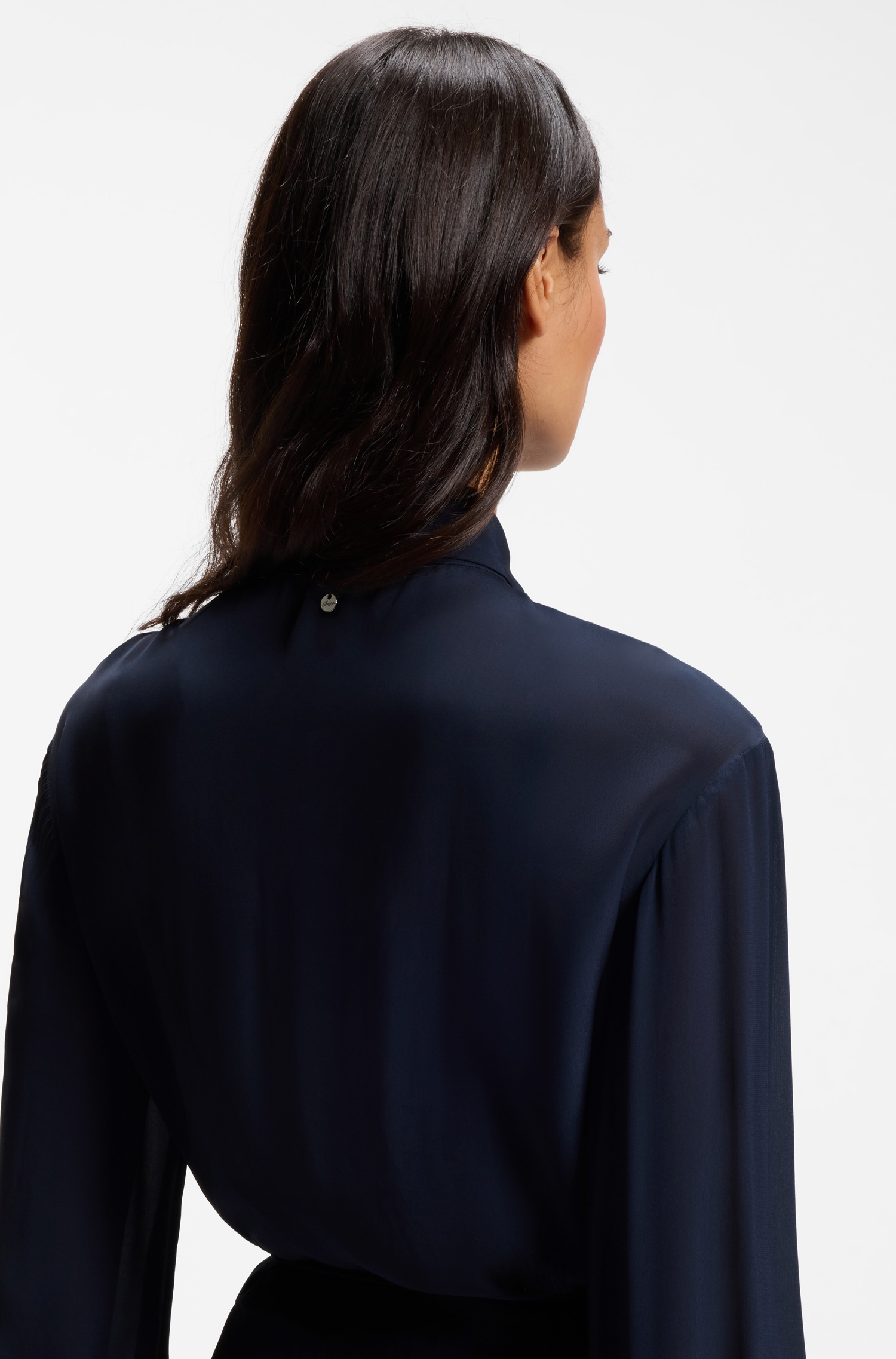 BOSS ORANGE Hemdblusenkleid »Dristella Premium Damenmode« aus Crêpe de Chine, Midi-Länge
