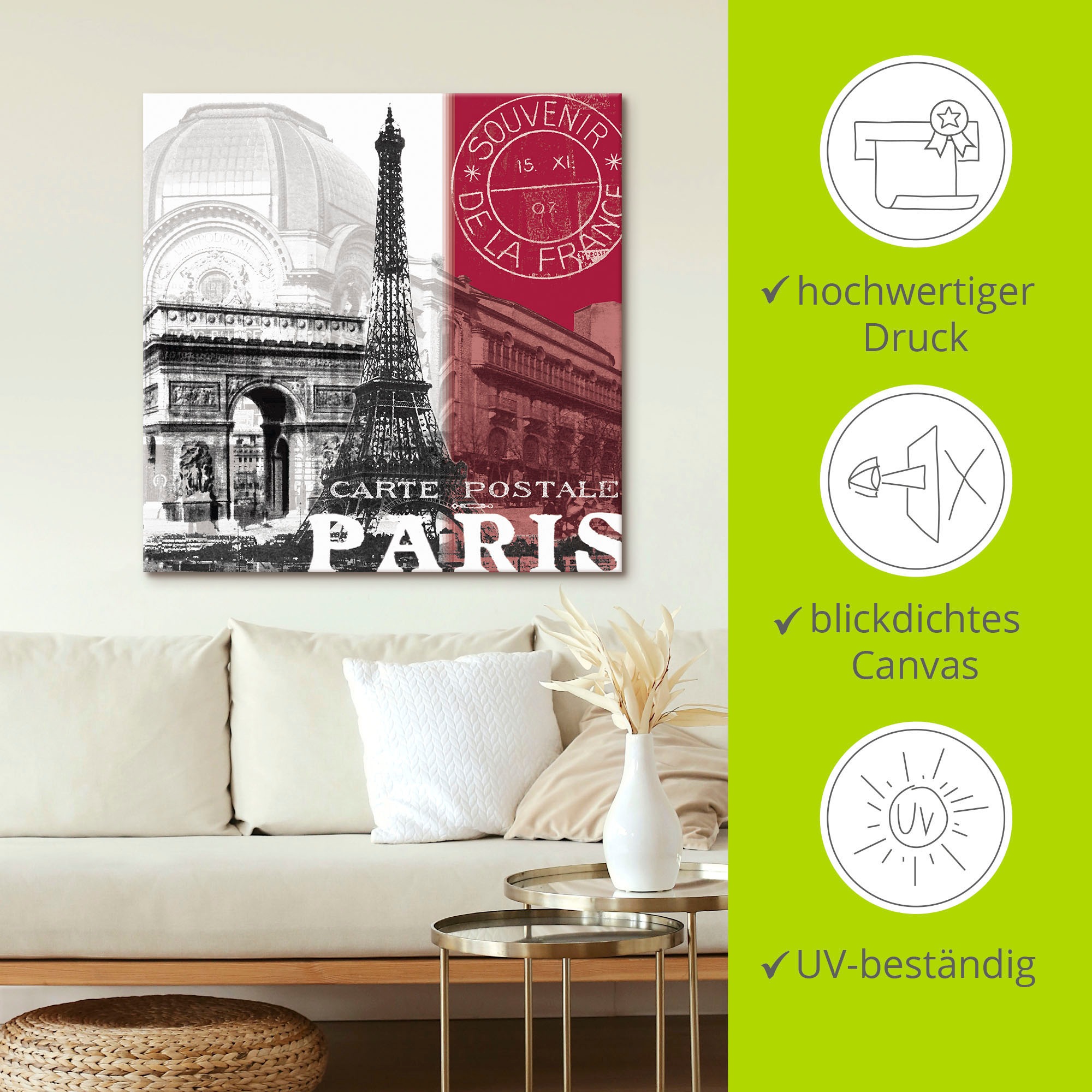 Artland Wandbild »Paris«, Gebäude, (1 St.), als Alubild, Outdoorbild, Leinwandbild in verschied. Größen