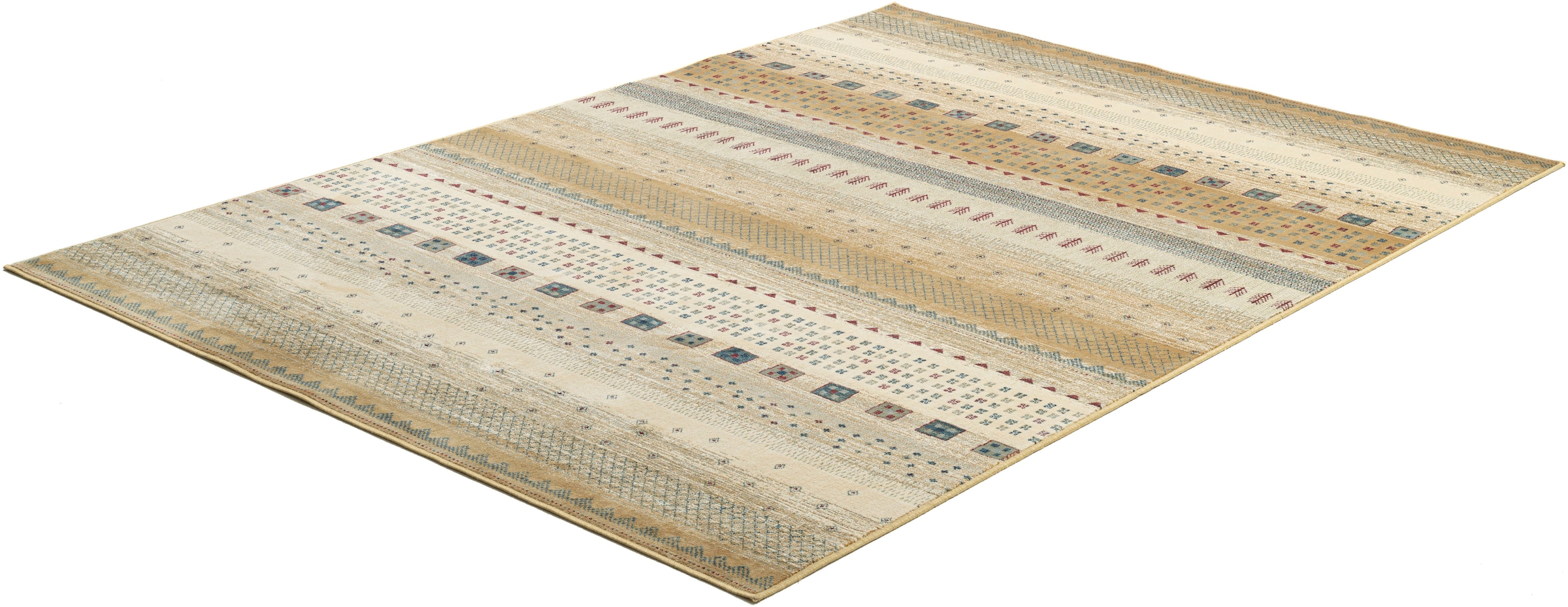 Gino Falcone Teppich »Cherina GF-132«, rechteckig, 8 mm Höhe, Ethno Design, gestreift, leichter Glanz, 100 % Viskose, Wohnzimmer