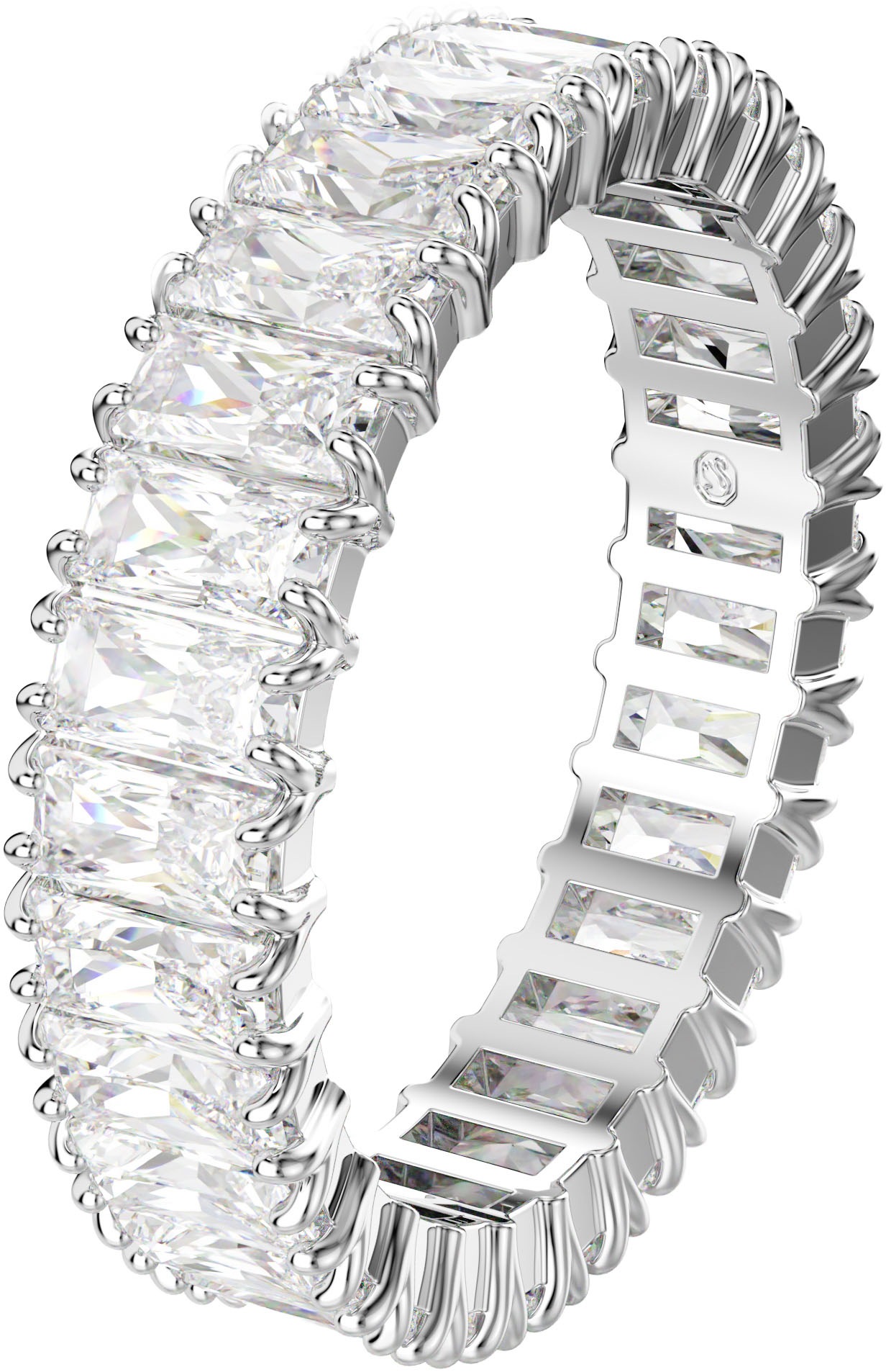 Fingerring SWAROVSKI "Matrix, Rundschliff" Gr. 52, blau (metallfarben, aquamarine), Fingerringe, Damen, 52, Metall, Fingerring, mit Swarovski Kristall 8