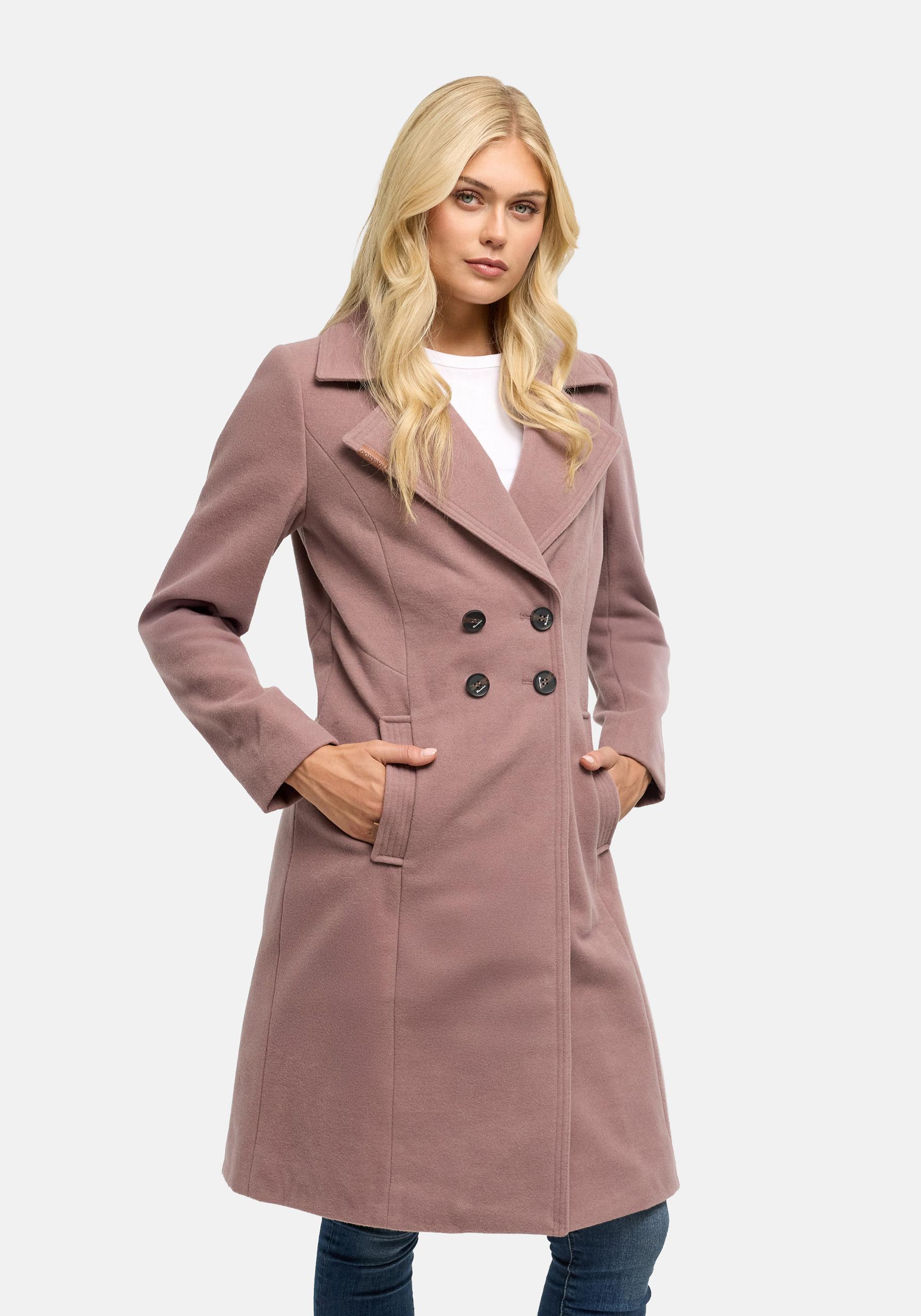 Navahoo Wintermantel "Wooly" edler Damen Trenchcoat in Wollmantel-Optik