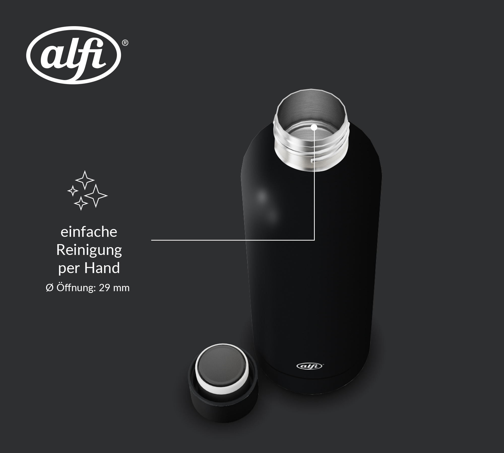 Alfi Isolierflasche »BASICS BOTTLE, aus doppelwandigem Edelstahl« 0,50l, 12h kalt oder 6h heiß, absolut dicht